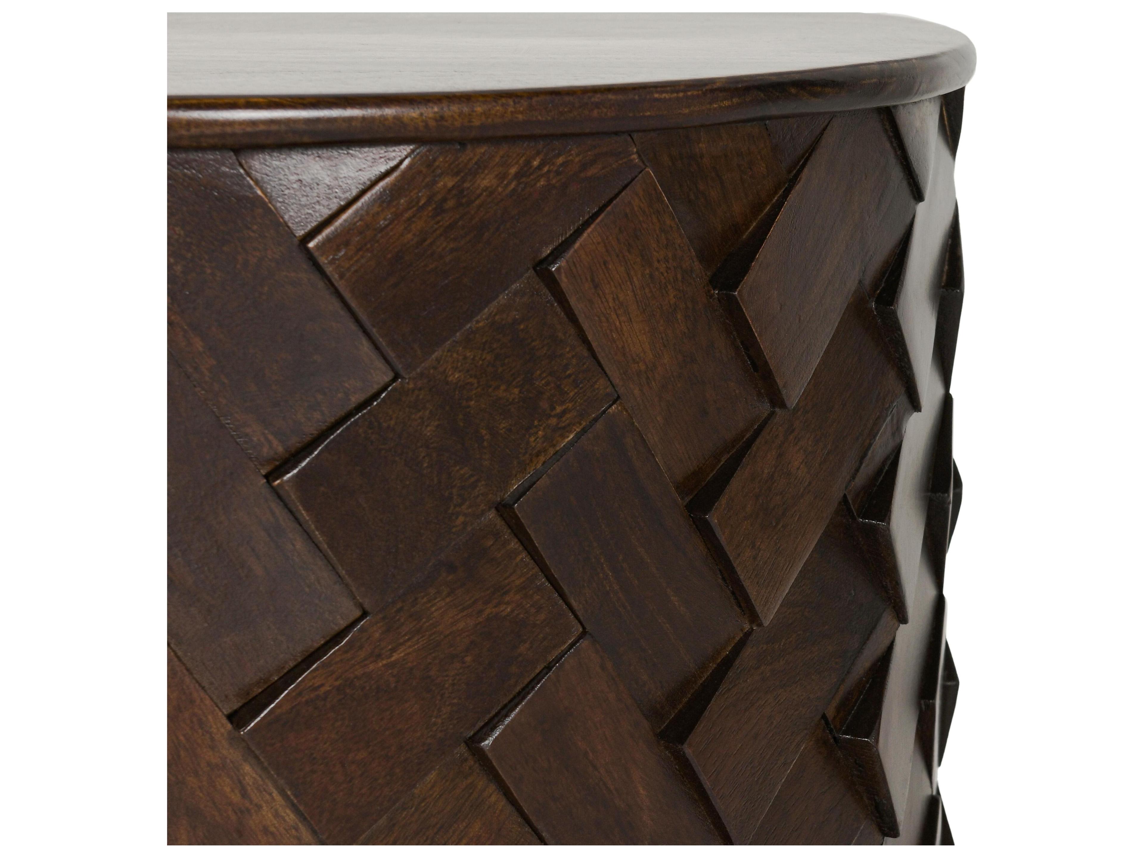 Classic Home Shira Round Wood Kona Brown End Table