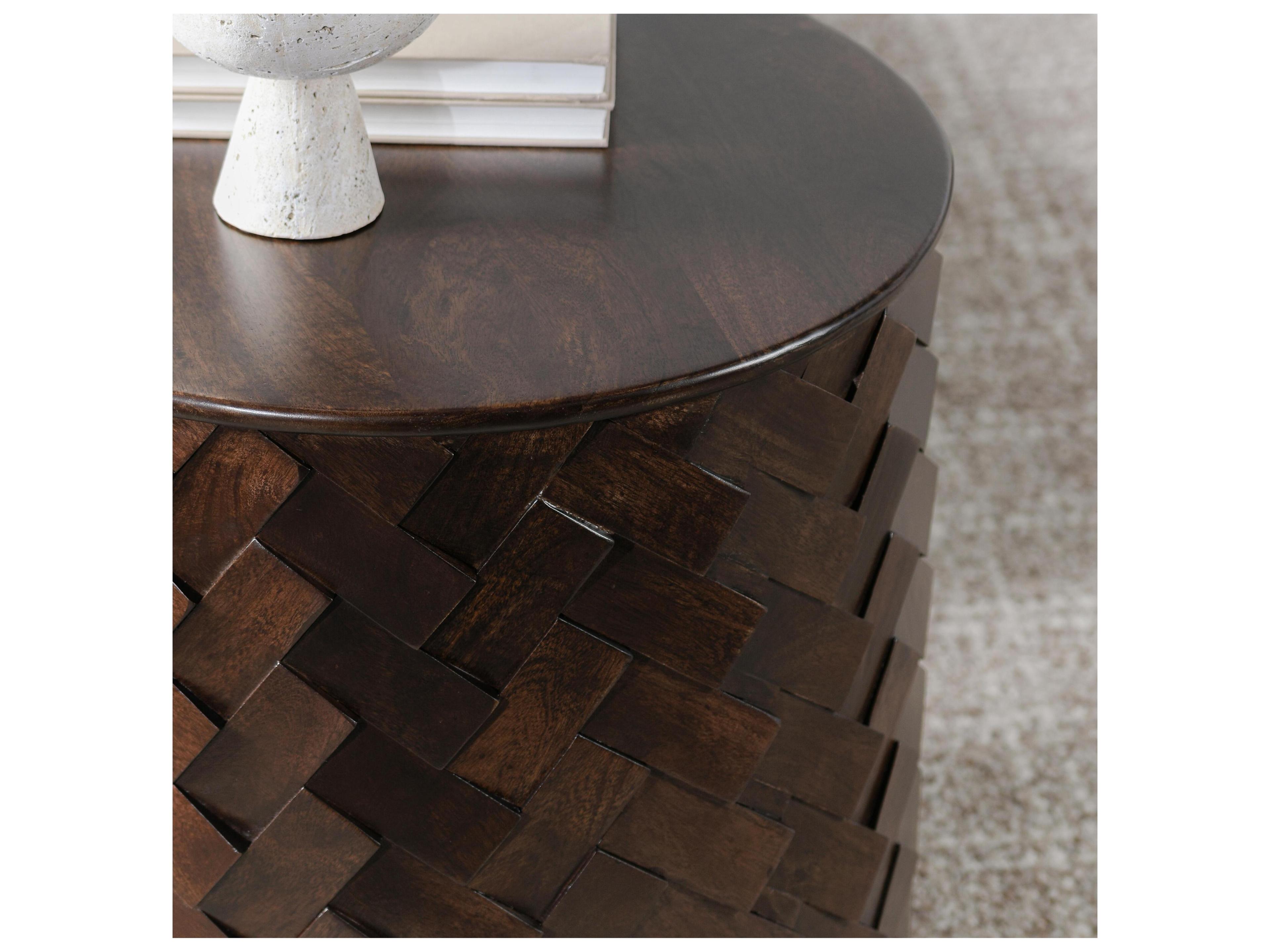 Classic Home Shira Round Wood Kona Brown End Table