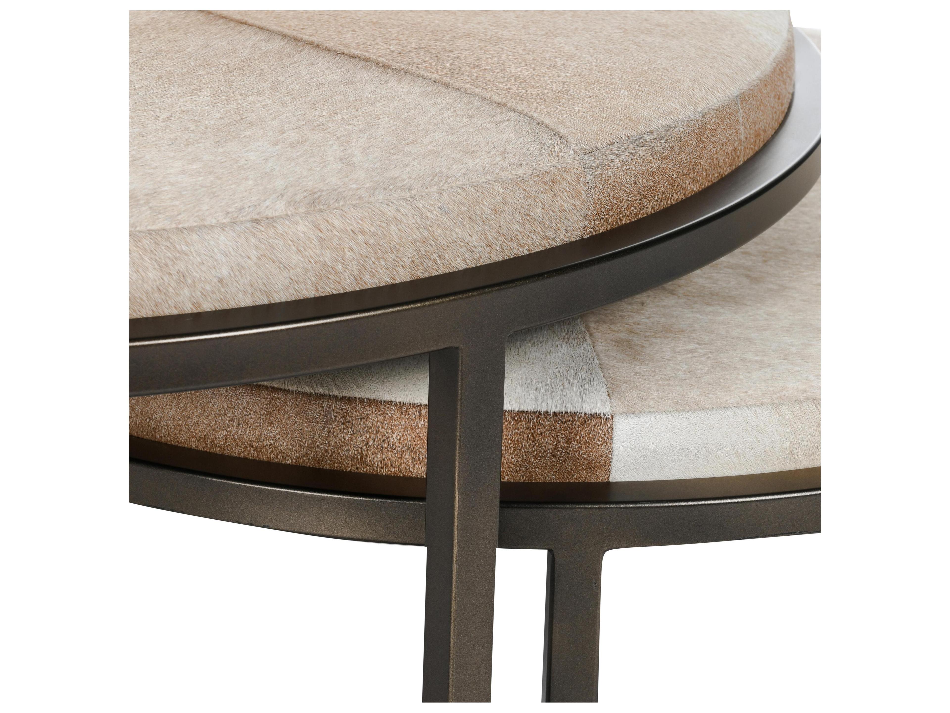 Classic Home Hayword Round Fabric Blonde Coffee Table Set of 2