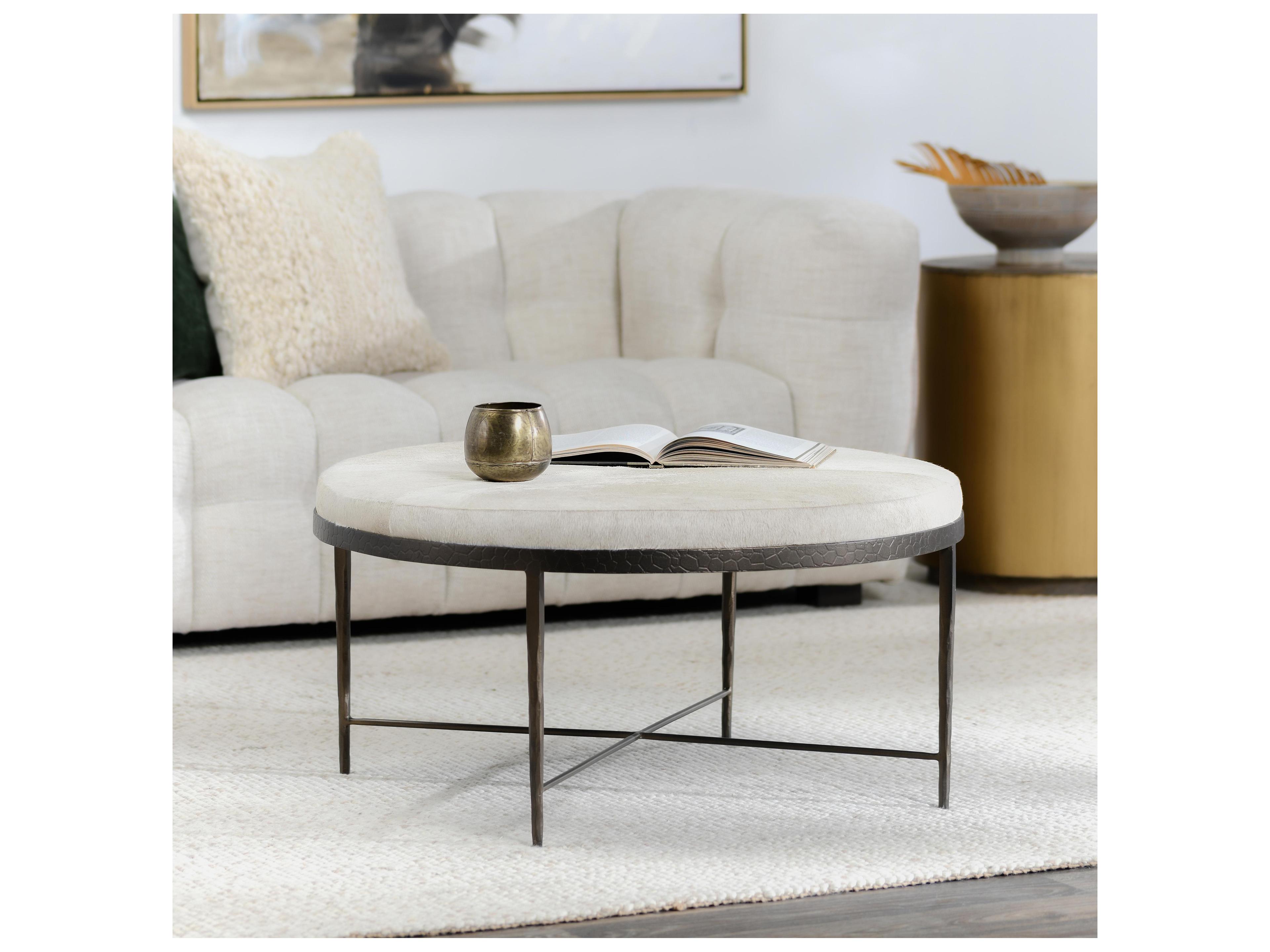 Classic Home Bose Round Fabric Ivory Coffee Table