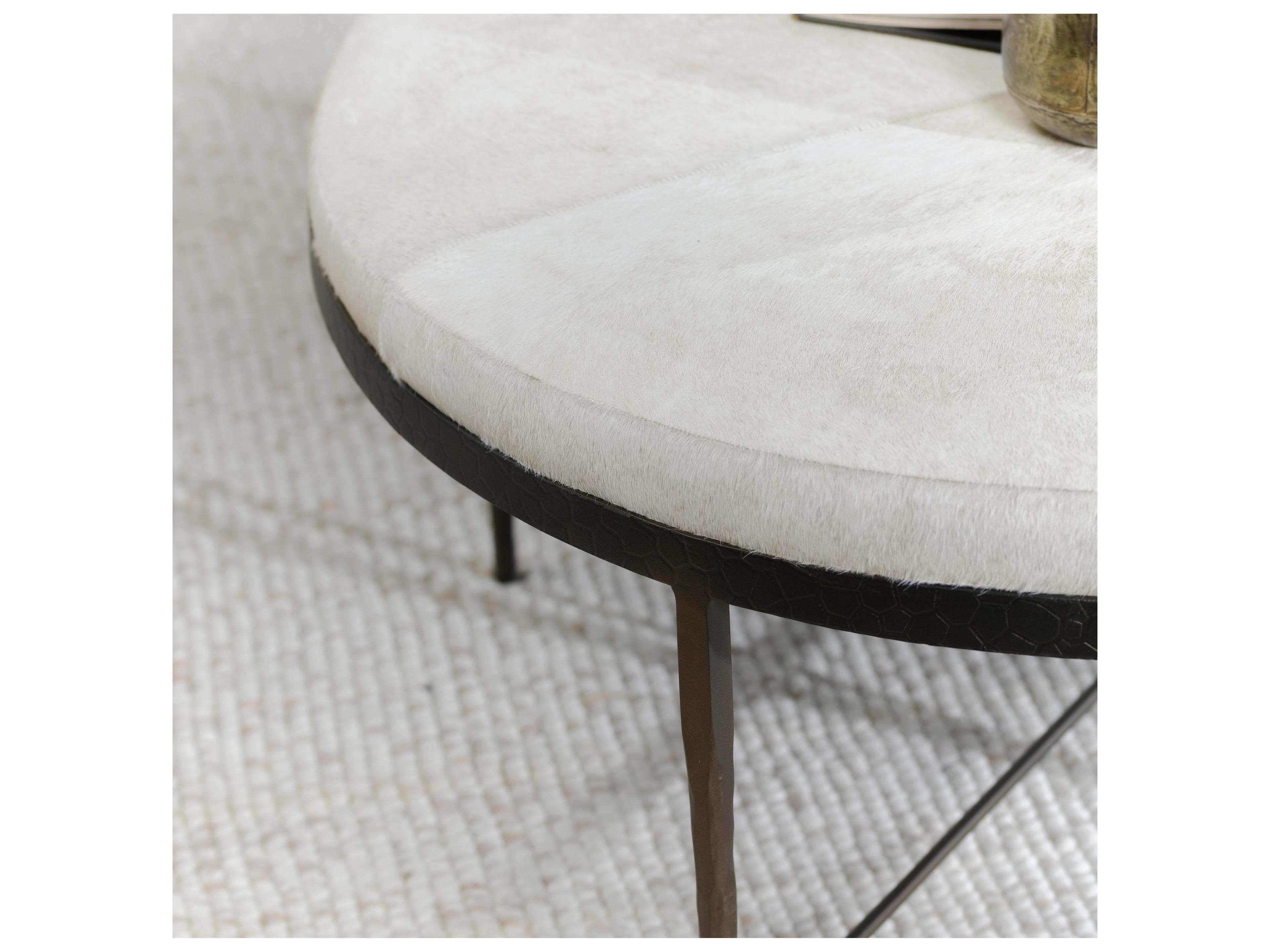 Classic Home Bose Round Fabric Ivory Coffee Table