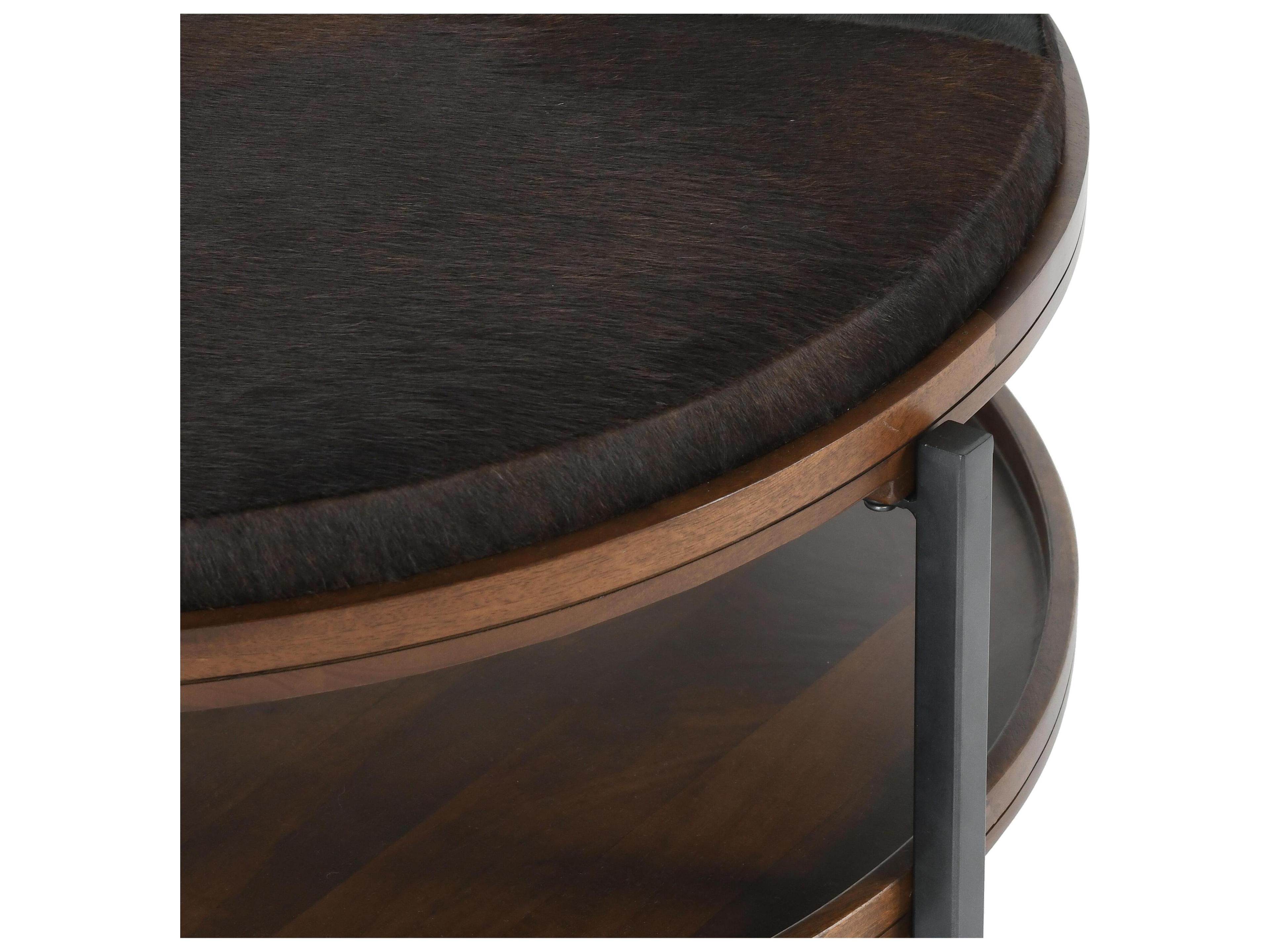 Classic Home Hunt Round Fabric Brown Coffee Table