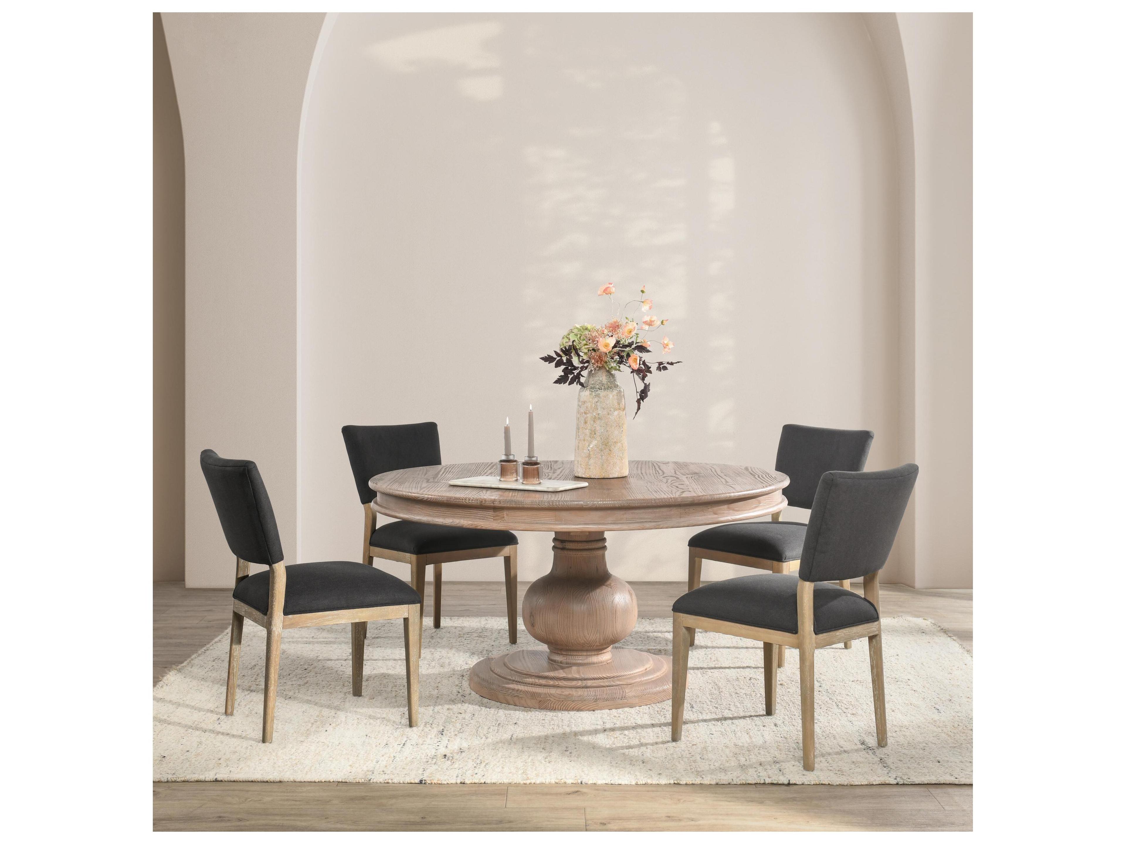 Classic Home Baldwin Round Wood Taupe Dining Table