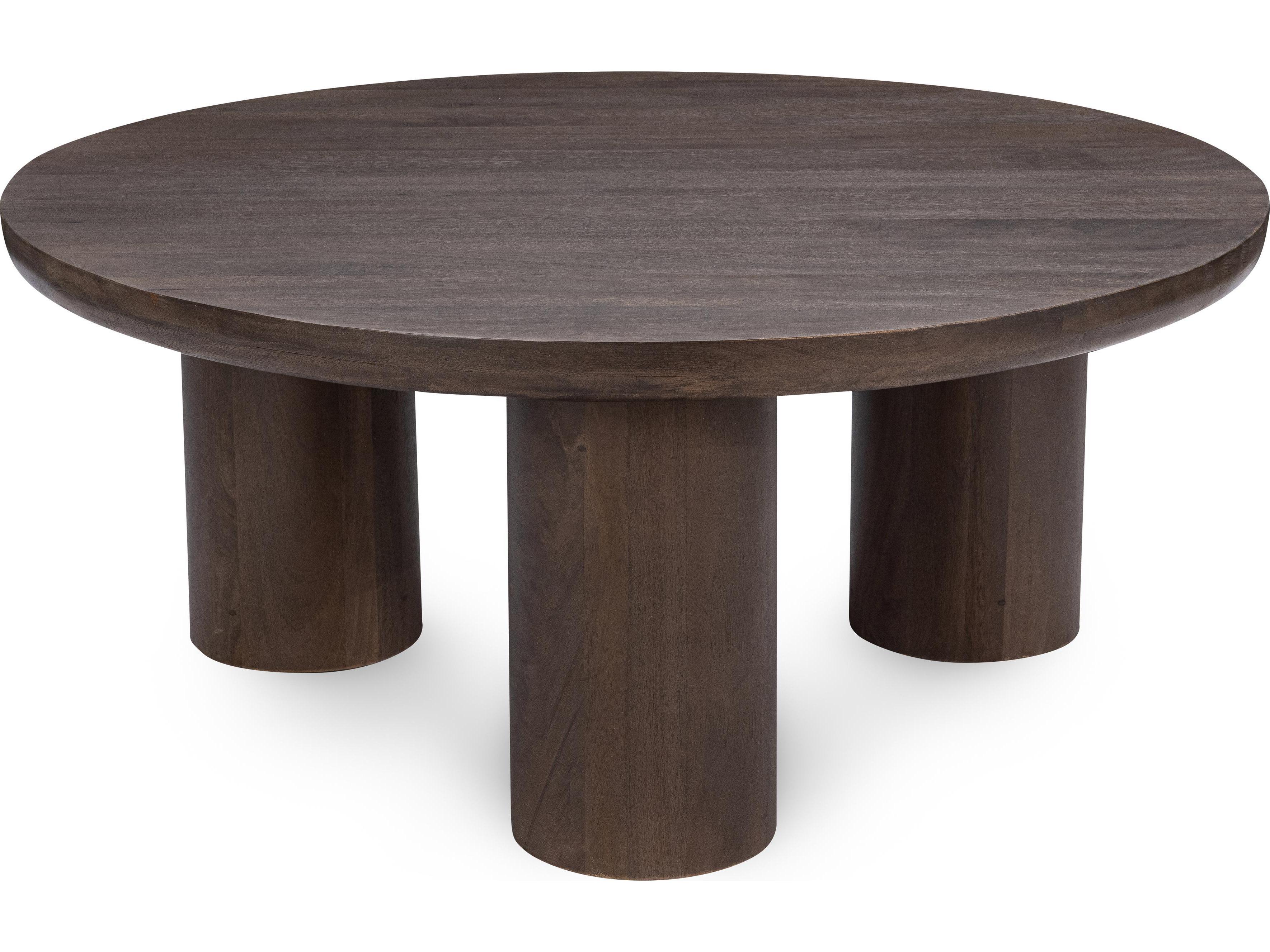 Classic Home Beau Round Wood Brown Coffee Table