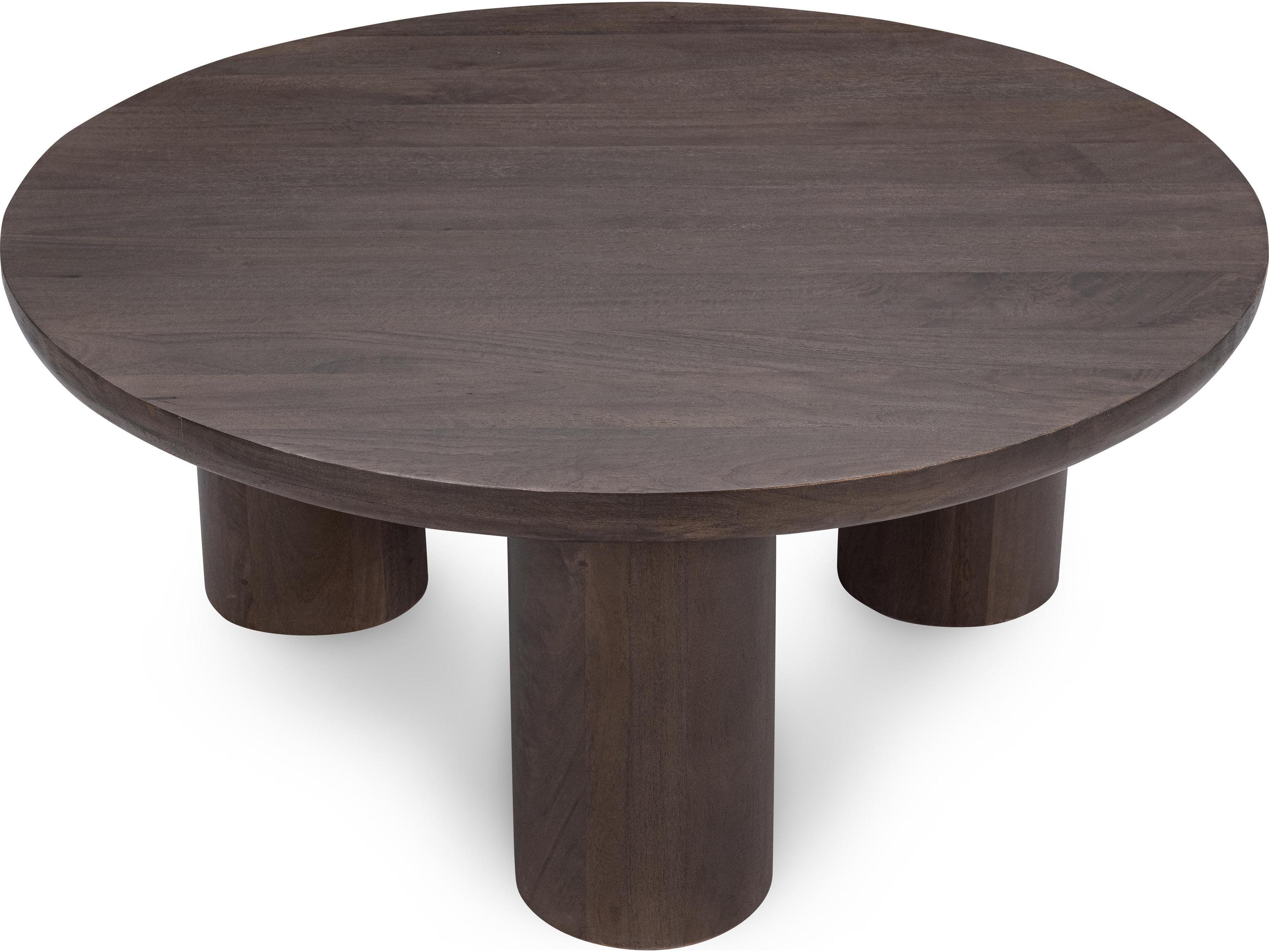 Classic Home Beau Round Wood Brown Coffee Table