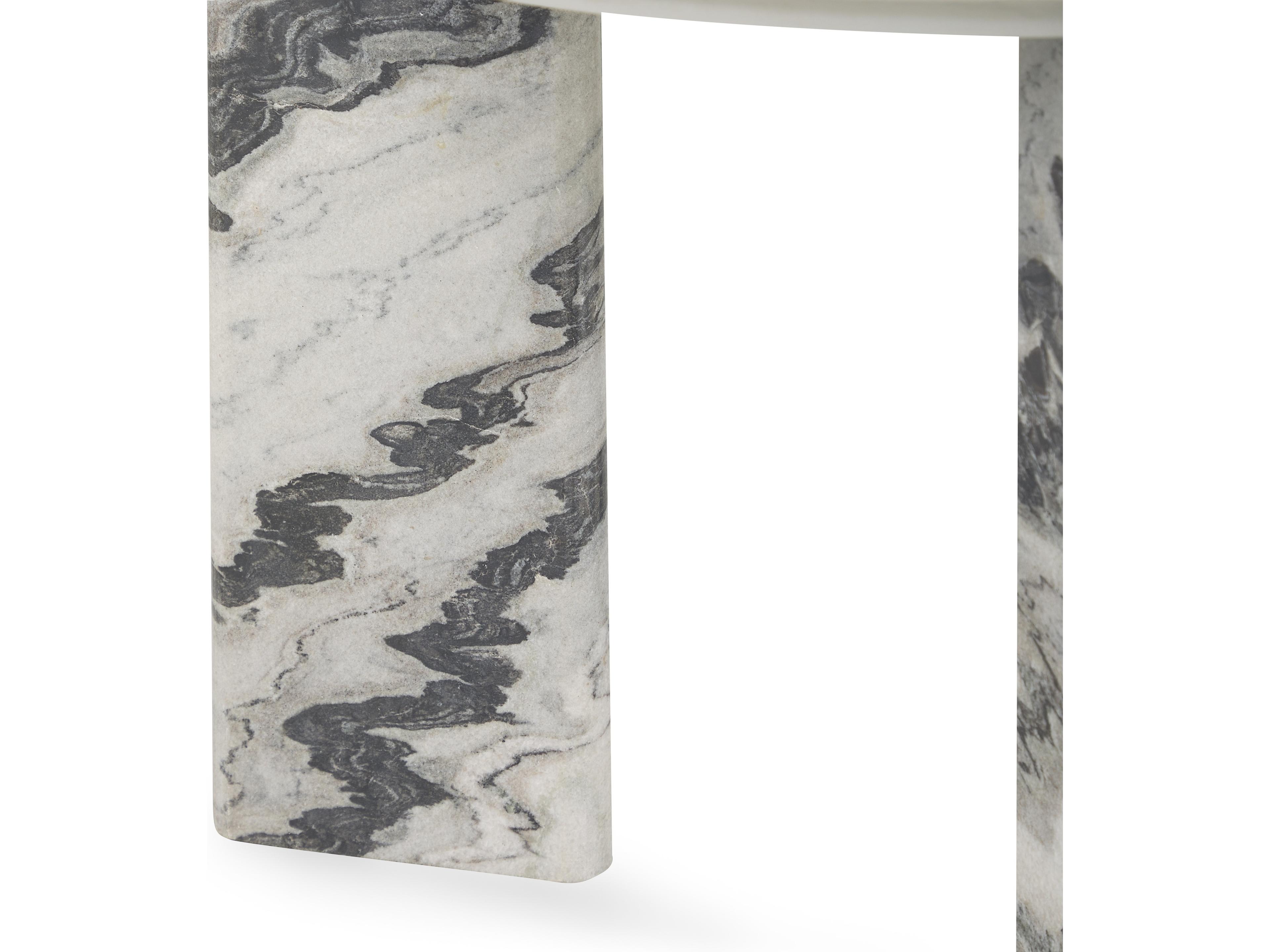 Classic Home Zora Round Marble Gray End Table