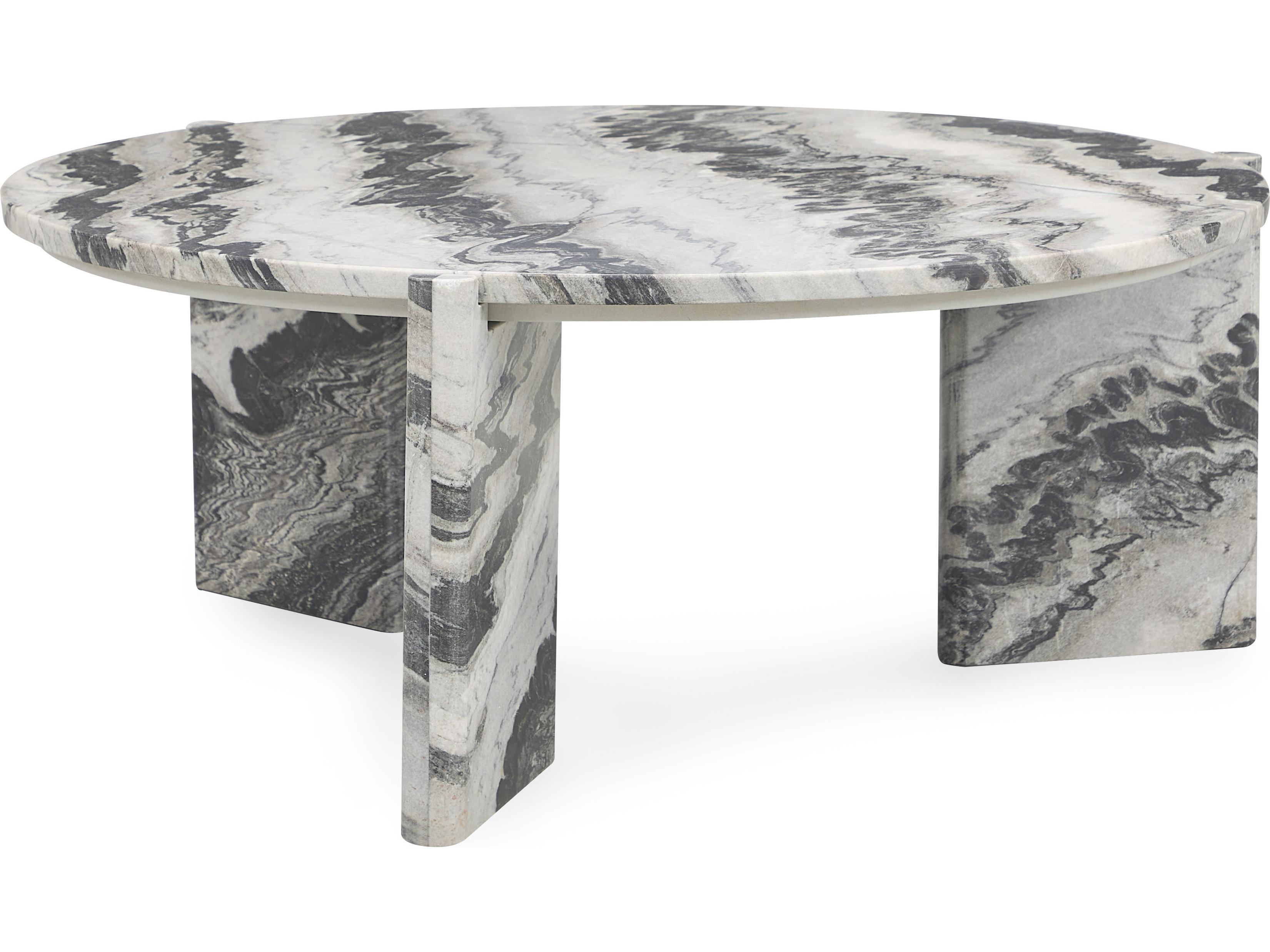 Classic Home Zora Round Marble Gray Coffee Table