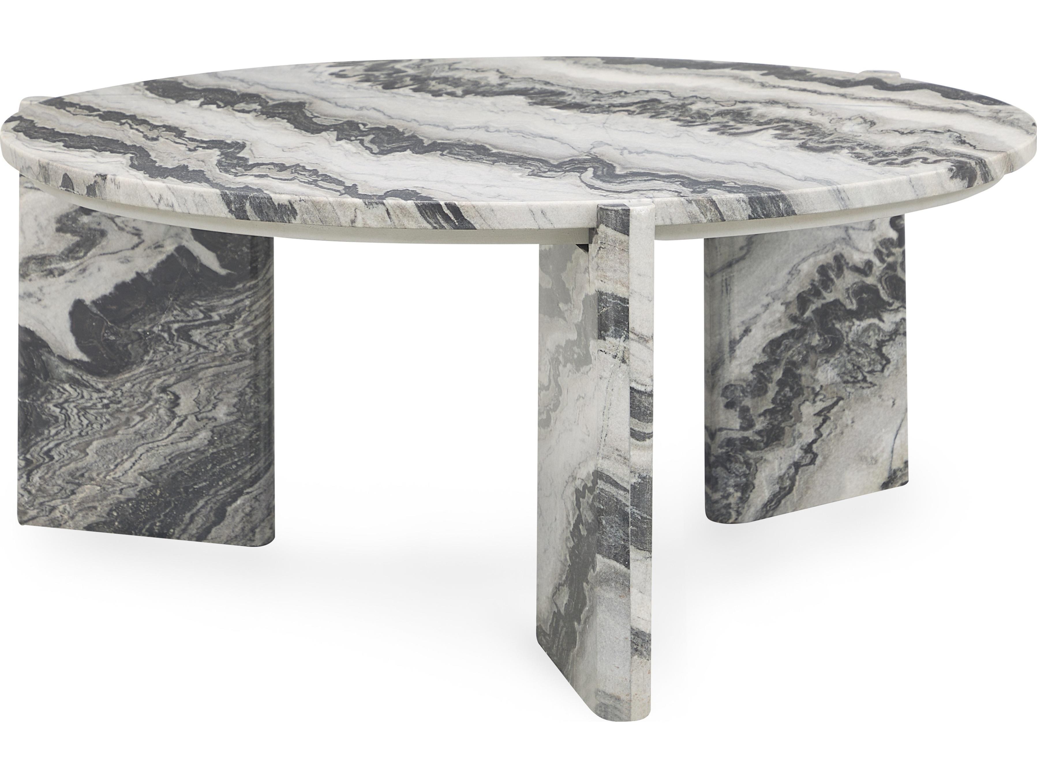 Classic Home Zora Round Marble Gray Coffee Table