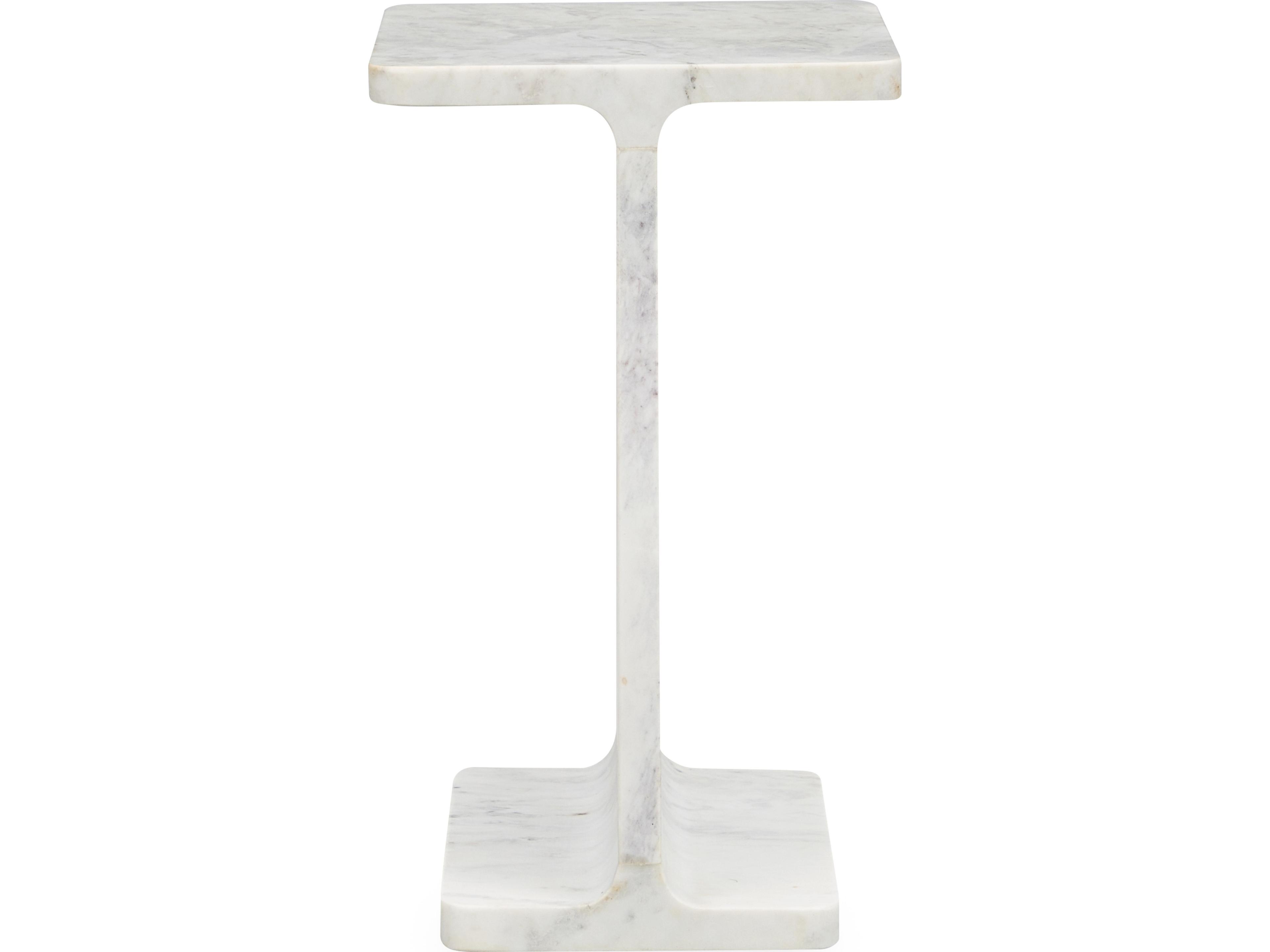Classic Home Delaney Rectangular Marble White End Table