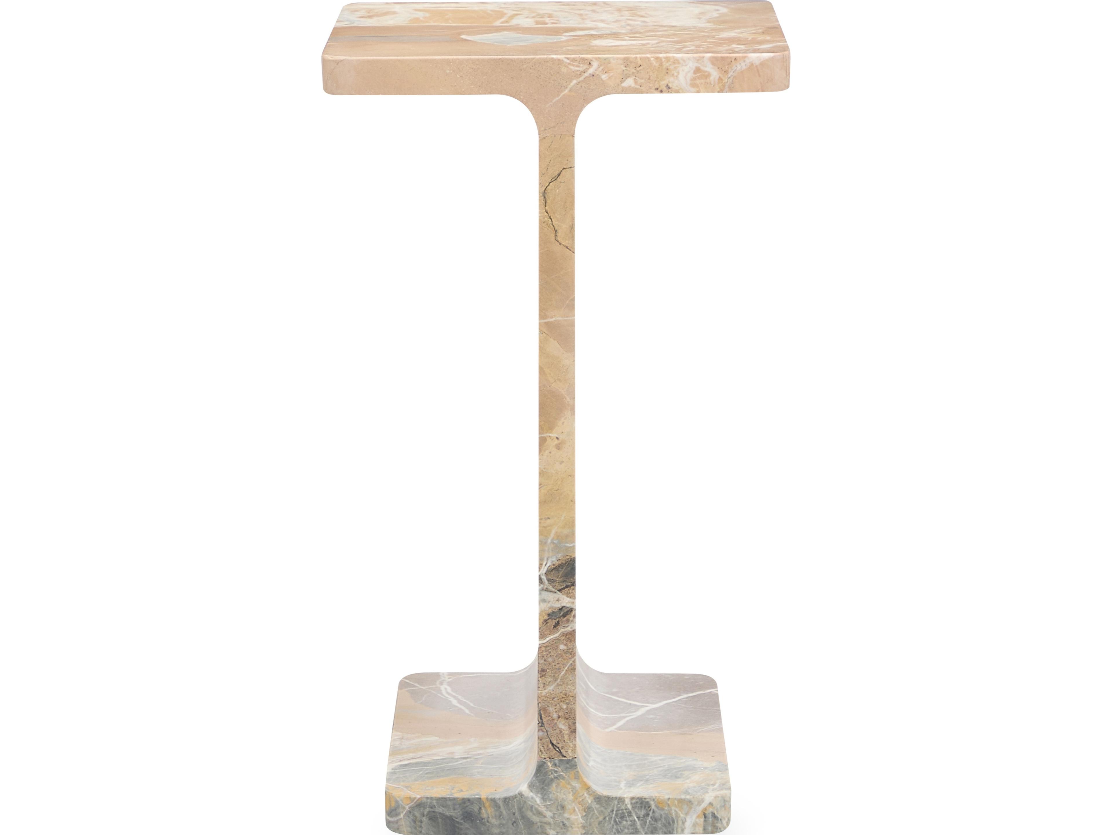 Classic Home Delaney Rectangular Marble Rust Brown End Table