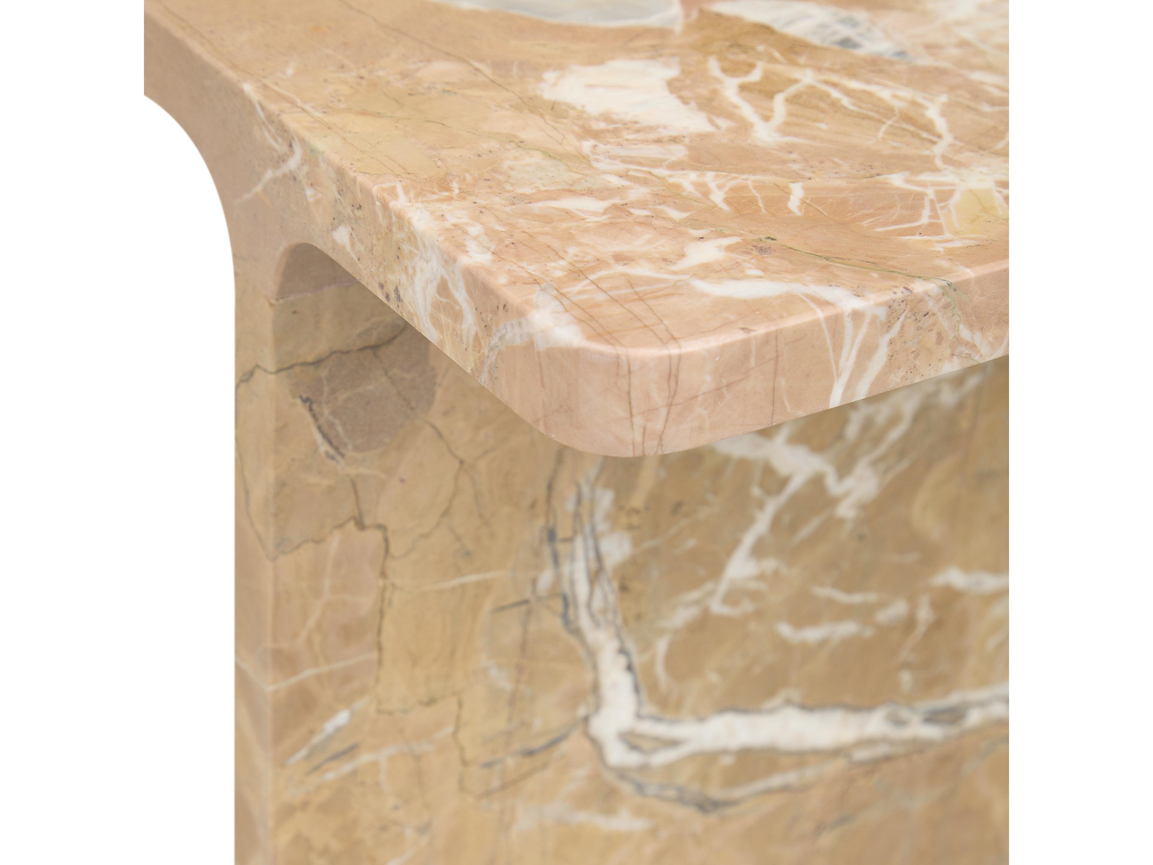 Classic Home Delaney Rectangular Marble Rust Brown End Table