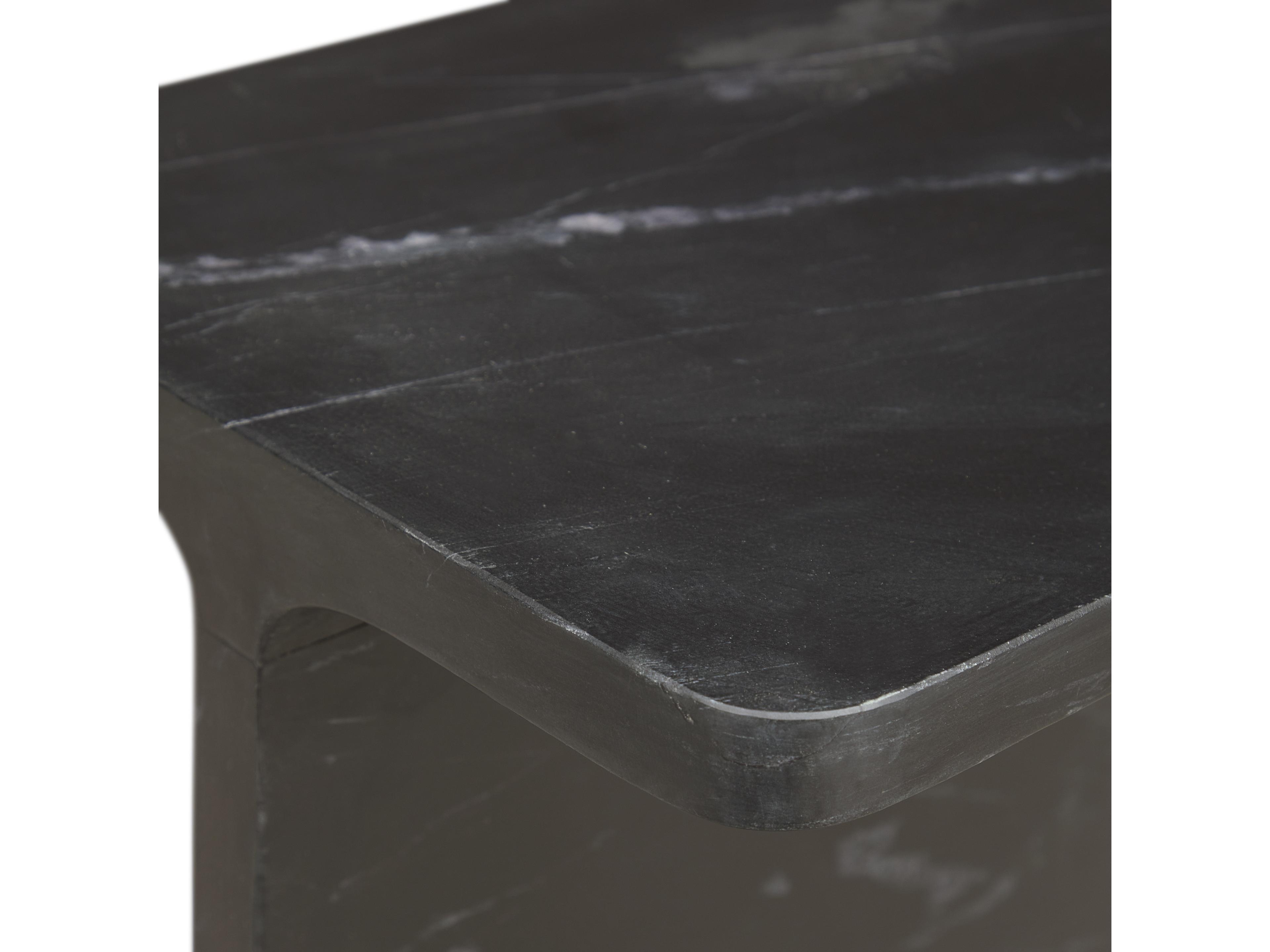Classic Home Delaney Rectangular Marble Onyx Black End Table
