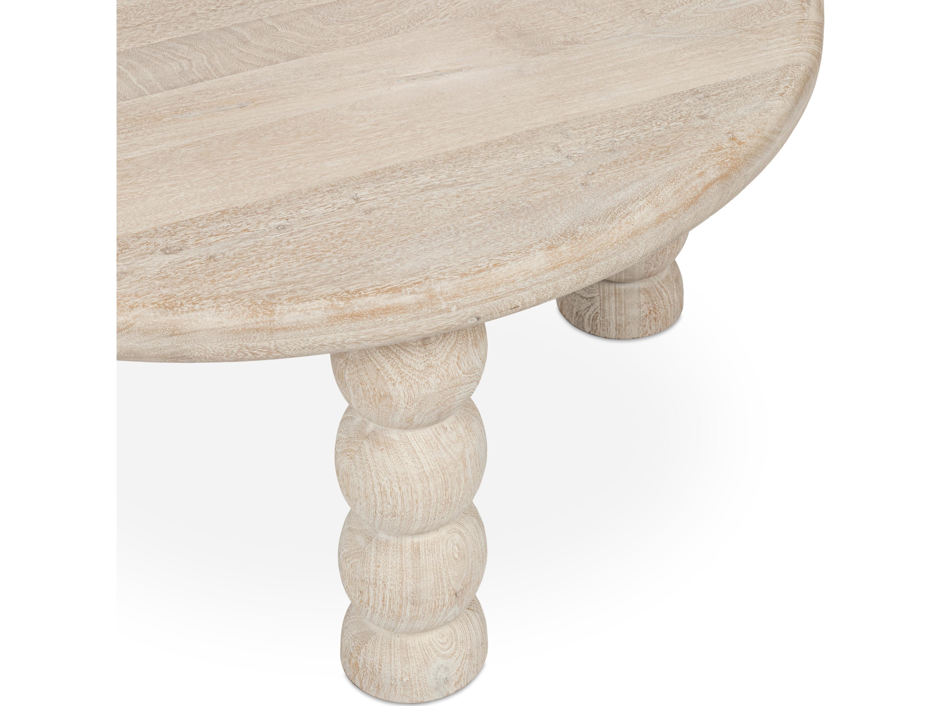 Classic Home Adir Round Wood Cream Coffee Table
