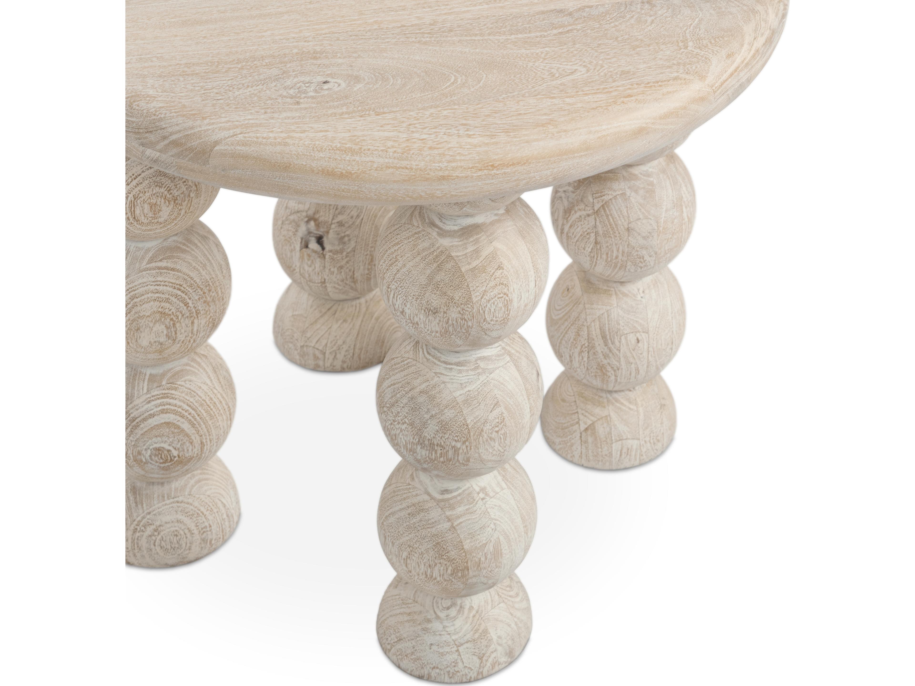 Classic Home Adir Round Wood Cream End Table