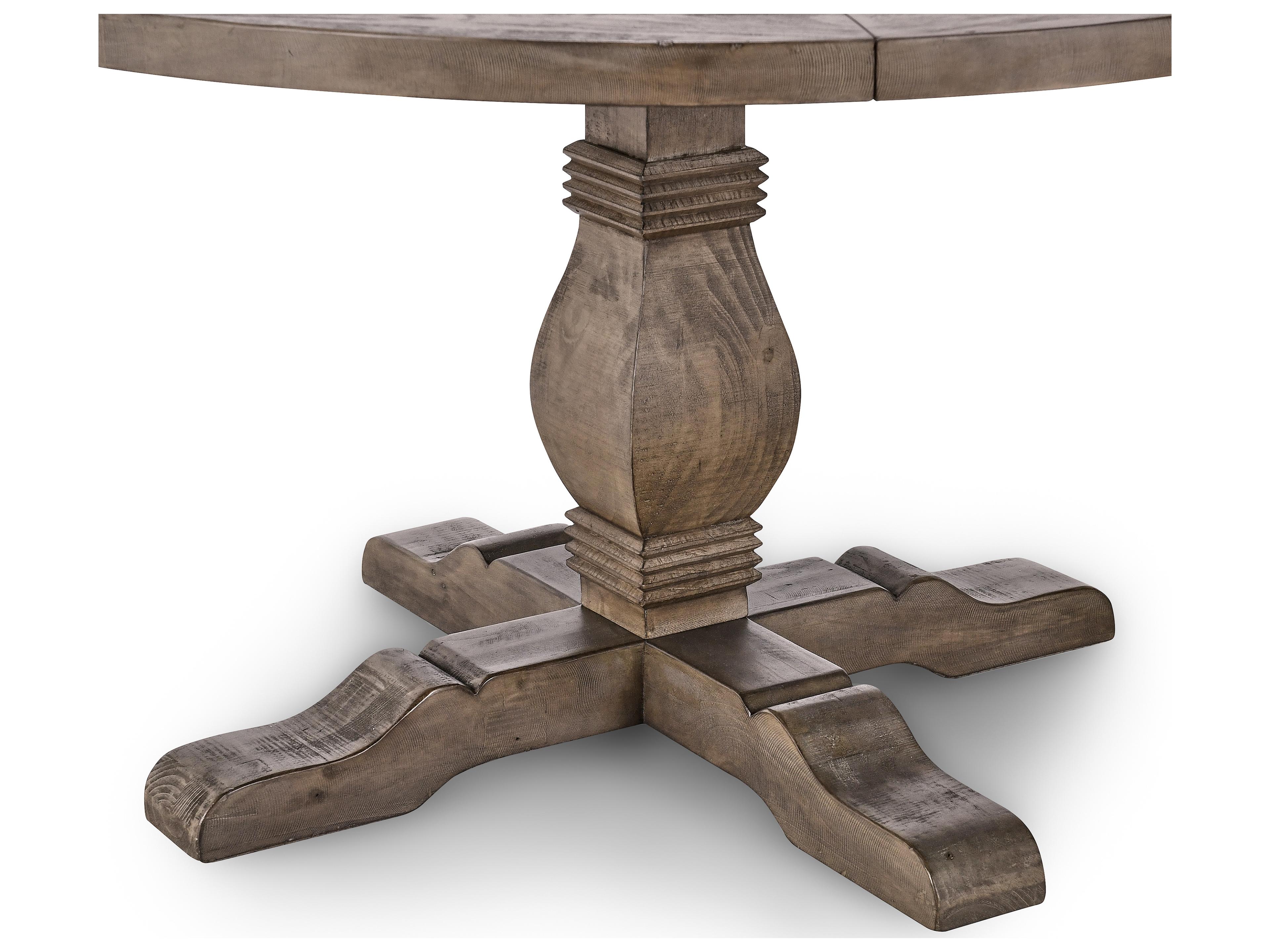 Classic Home Caleb Round Wood Distressed Brown Dining Table