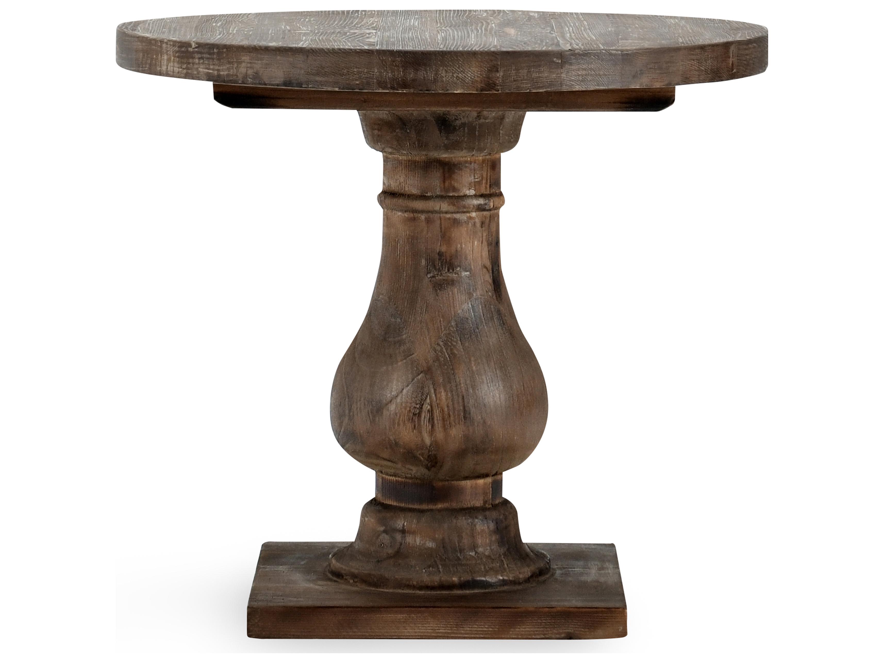 Classic Home Biltmore Round Wood Rustic Brown End Table