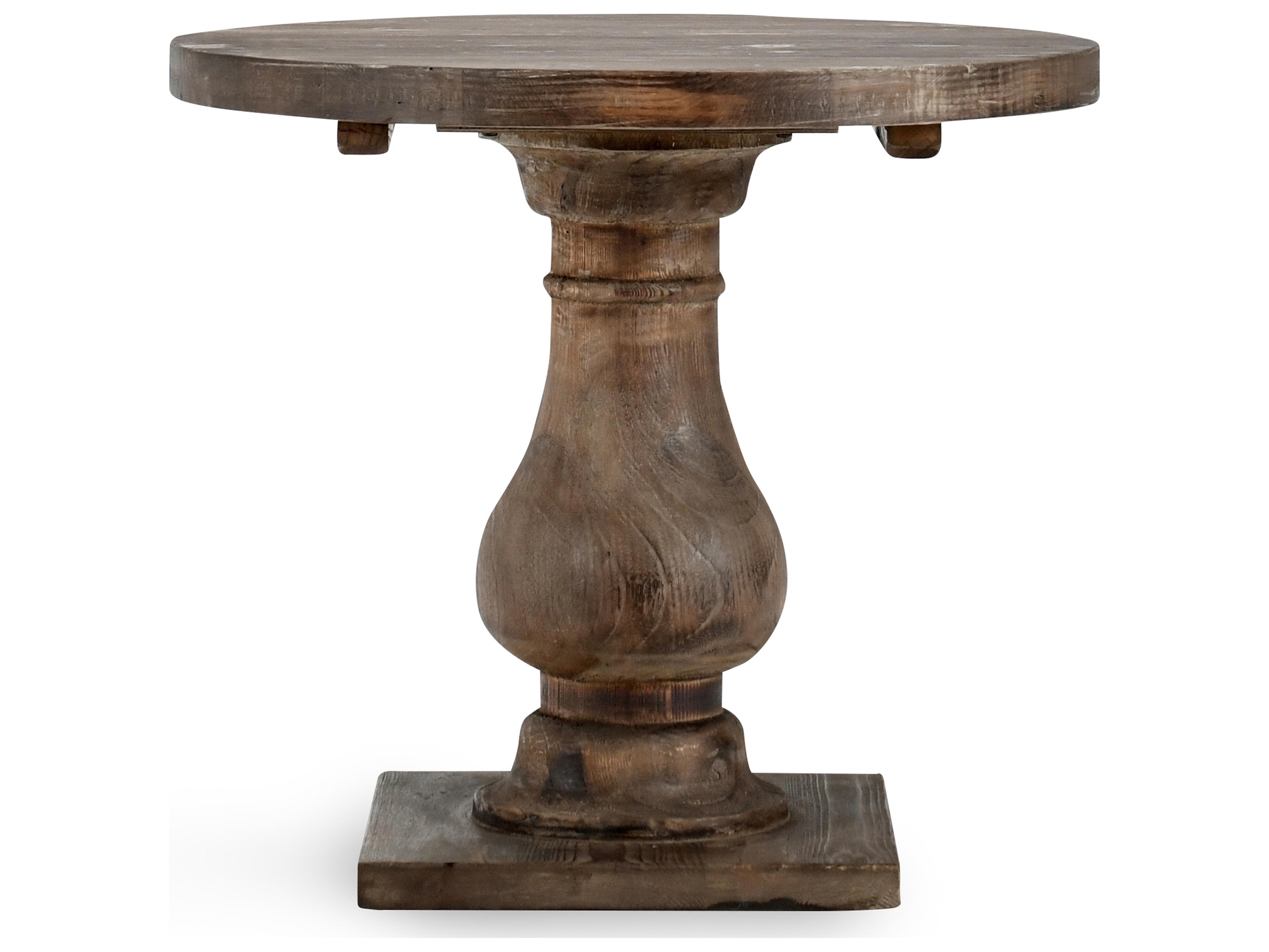 Classic Home Biltmore Round Wood Rustic Brown End Table
