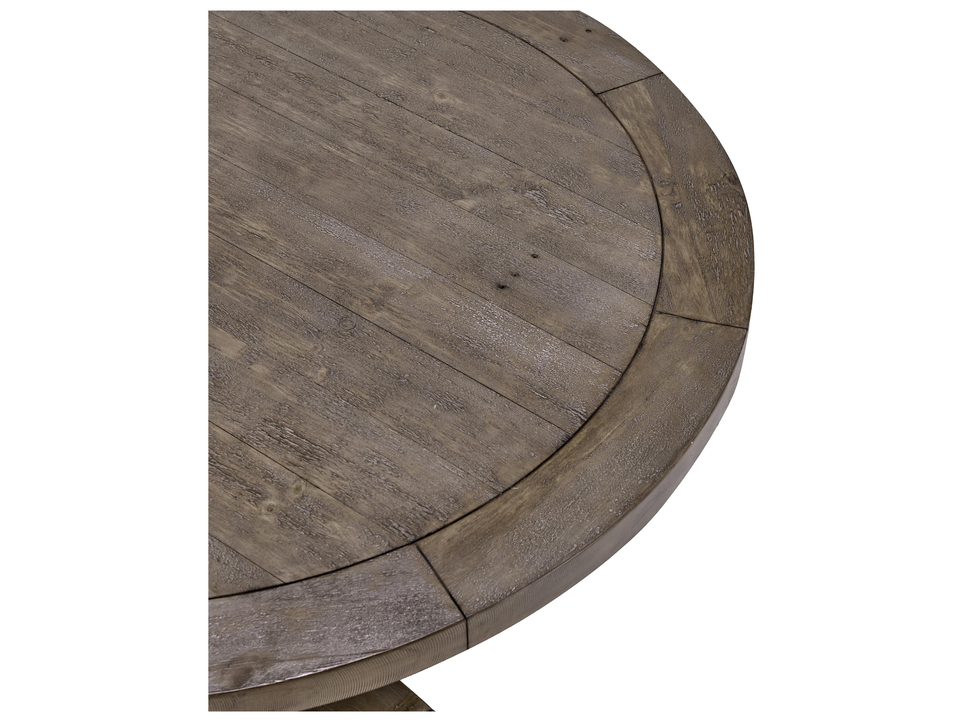 Classic Home Caleb Round Wood Distressed Brown Dining Table