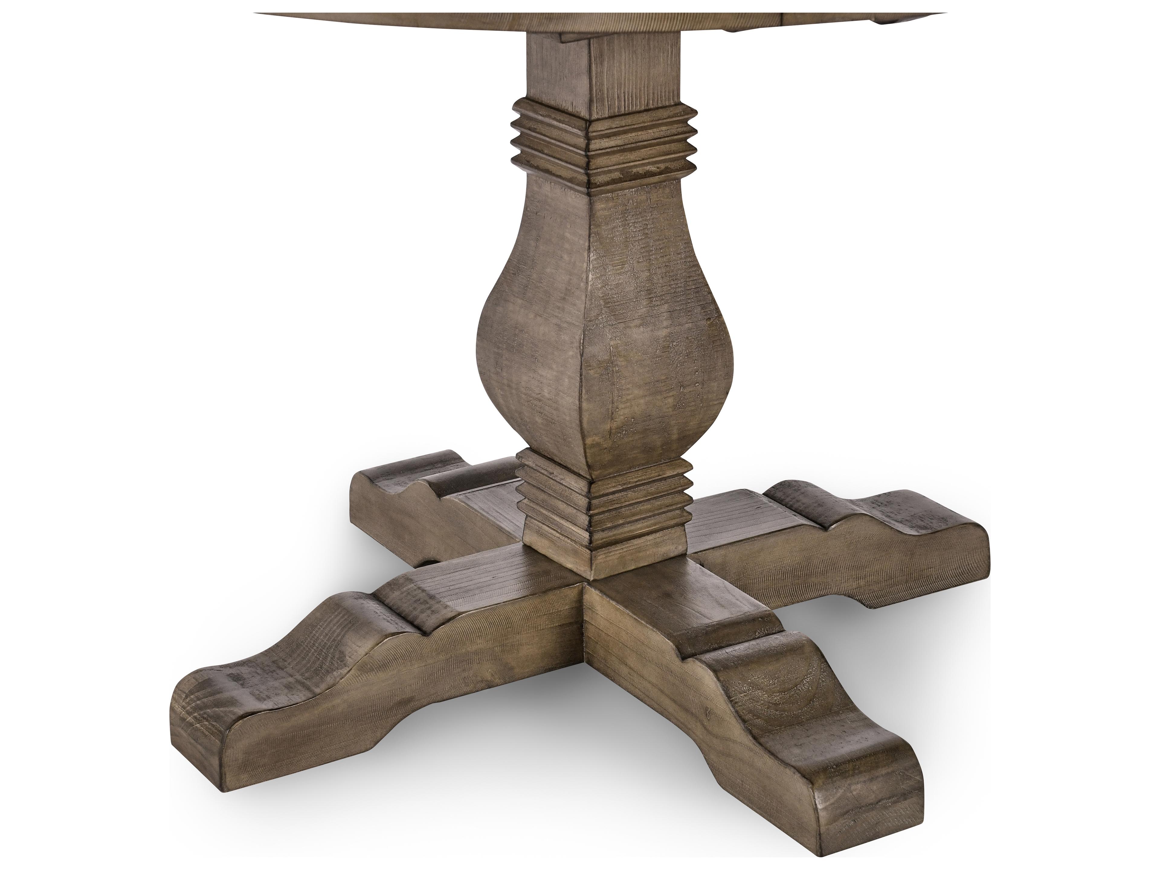 Classic Home Caleb Round Wood Distressed Brown Dining Table