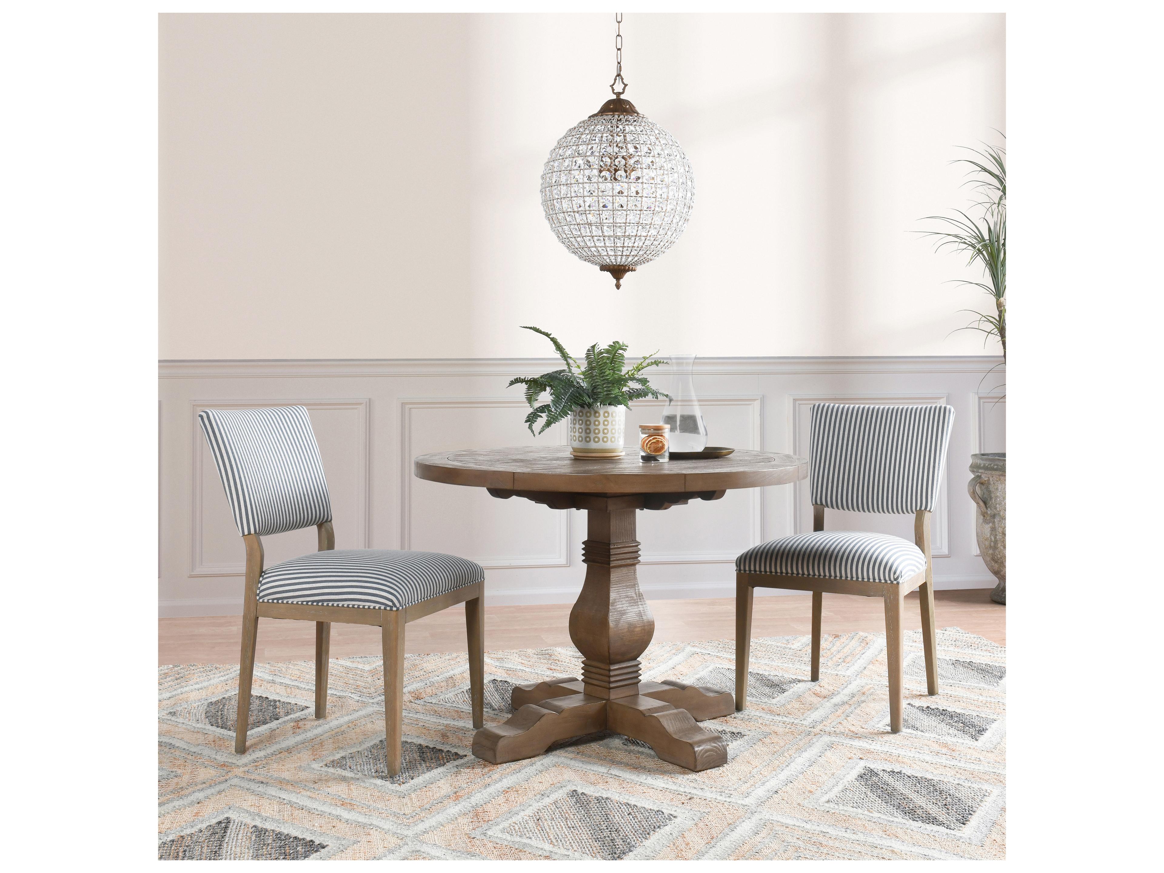 Classic Home Caleb Round Wood Distressed Brown Dining Table