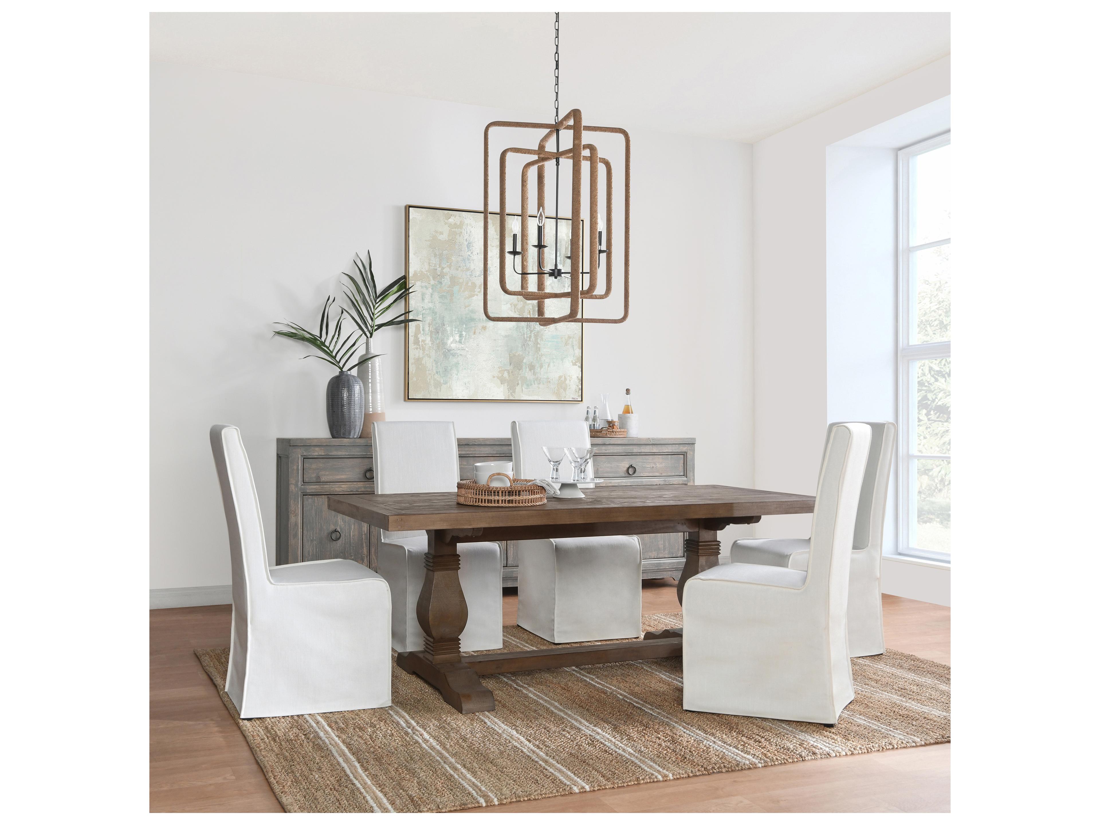 Classic Home Caleb Rectangular Wood Distressed Brown Dining Table