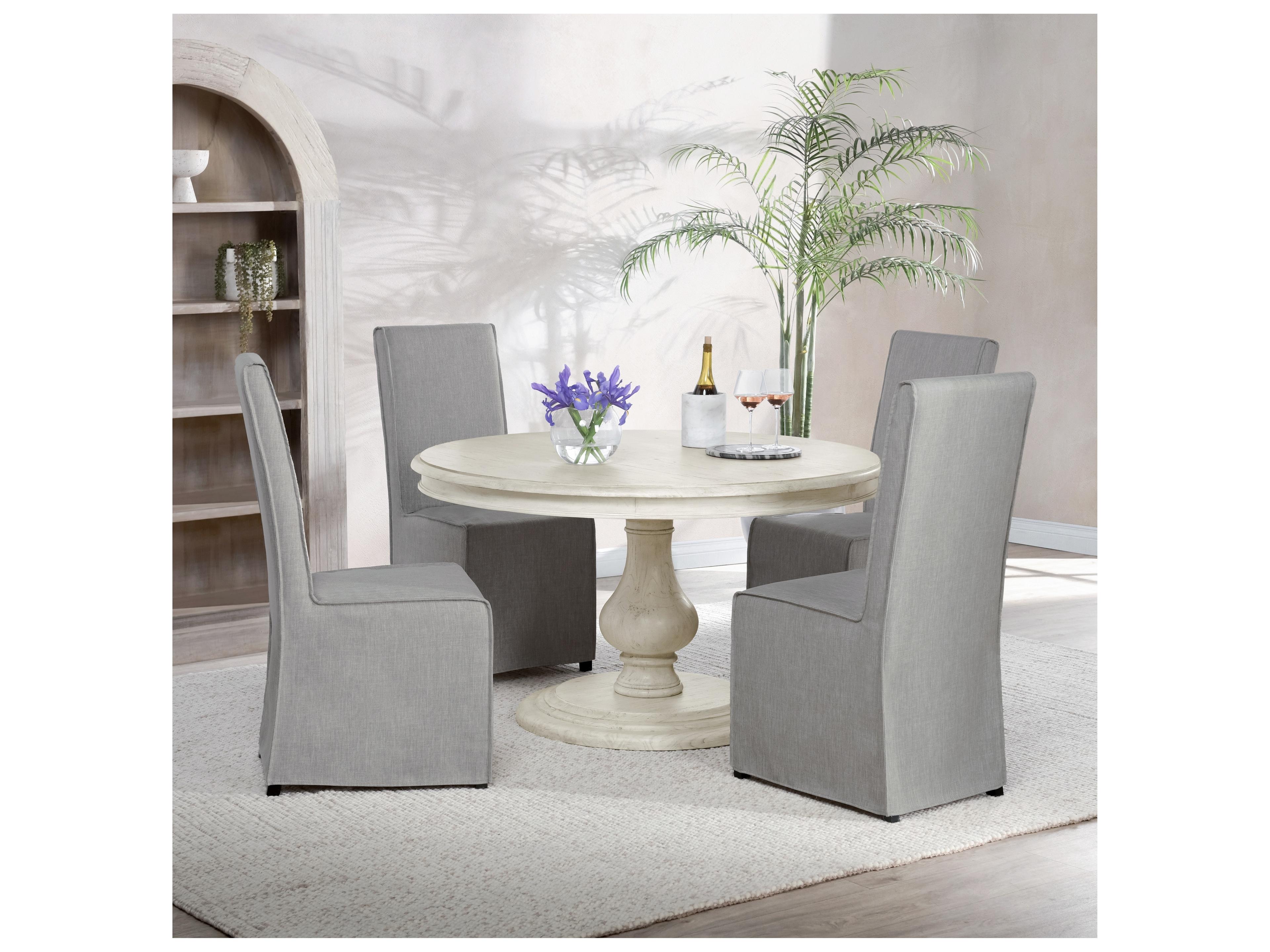 Classic Home Adrienne Round Wood Antique White Dining Table