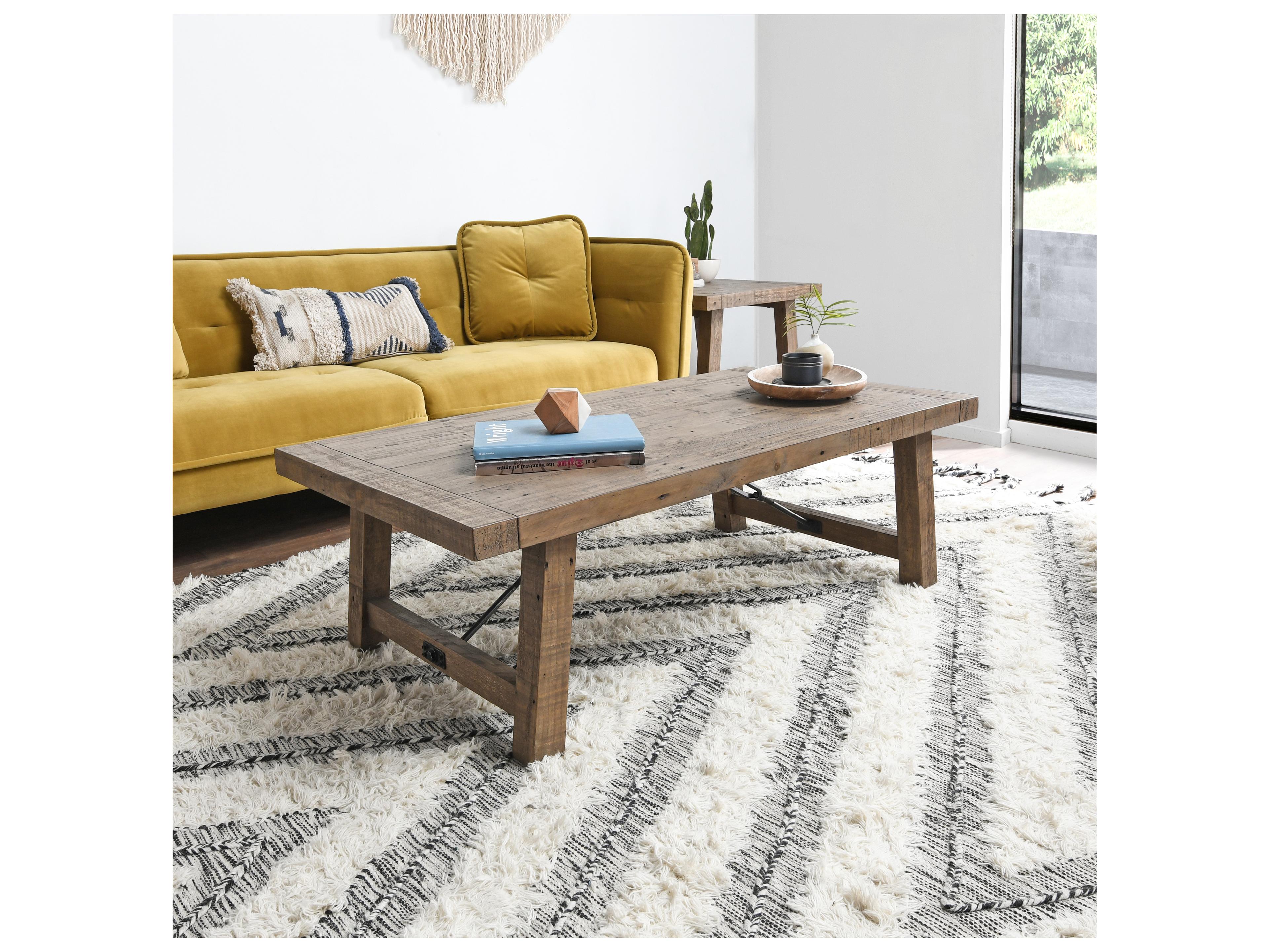 Classic Home Tuscany Rectangular Wood Distressed Brown Coffee Table