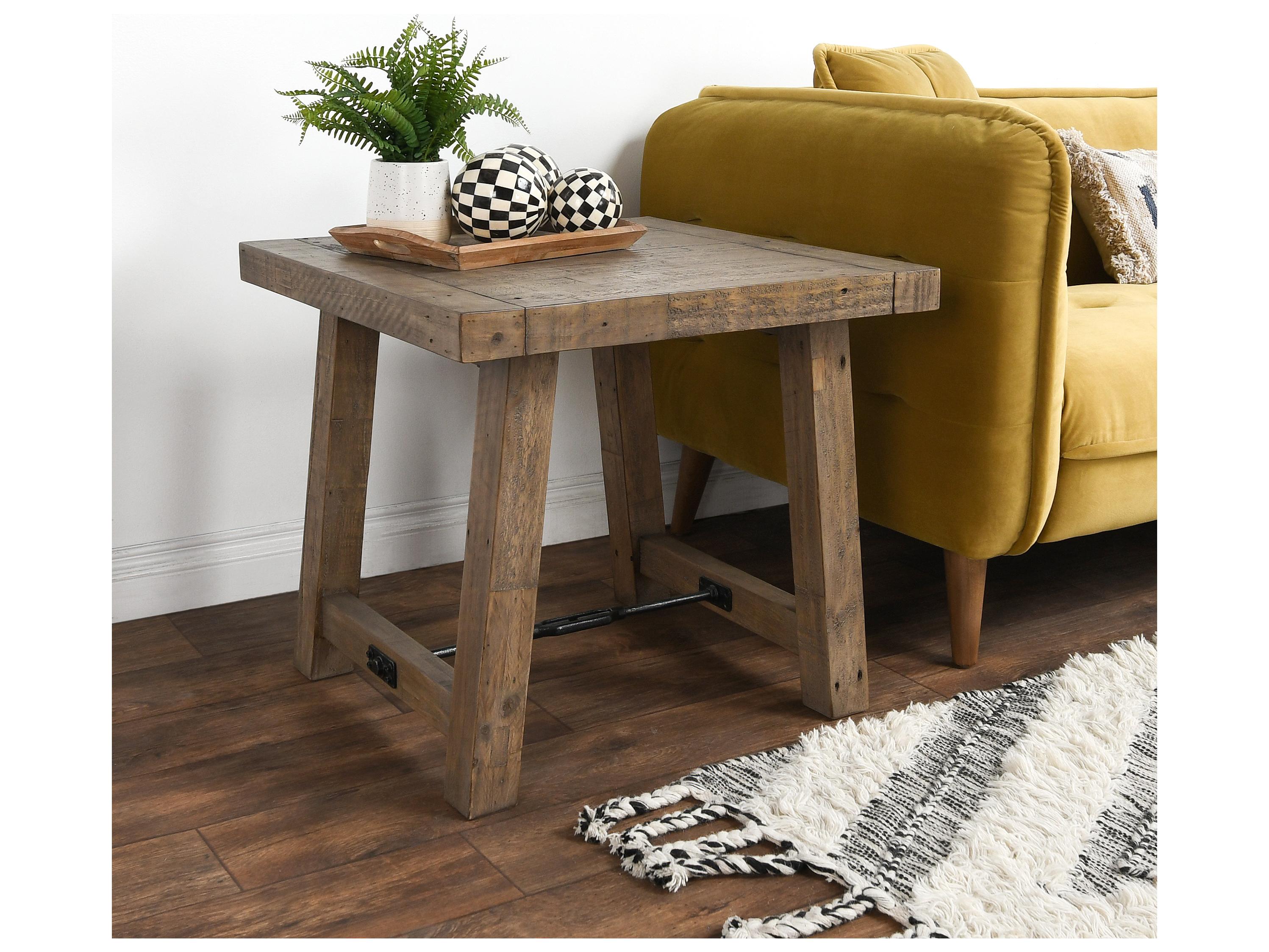 Classic Home Tuscany Square Wood Distressed Brown End Table