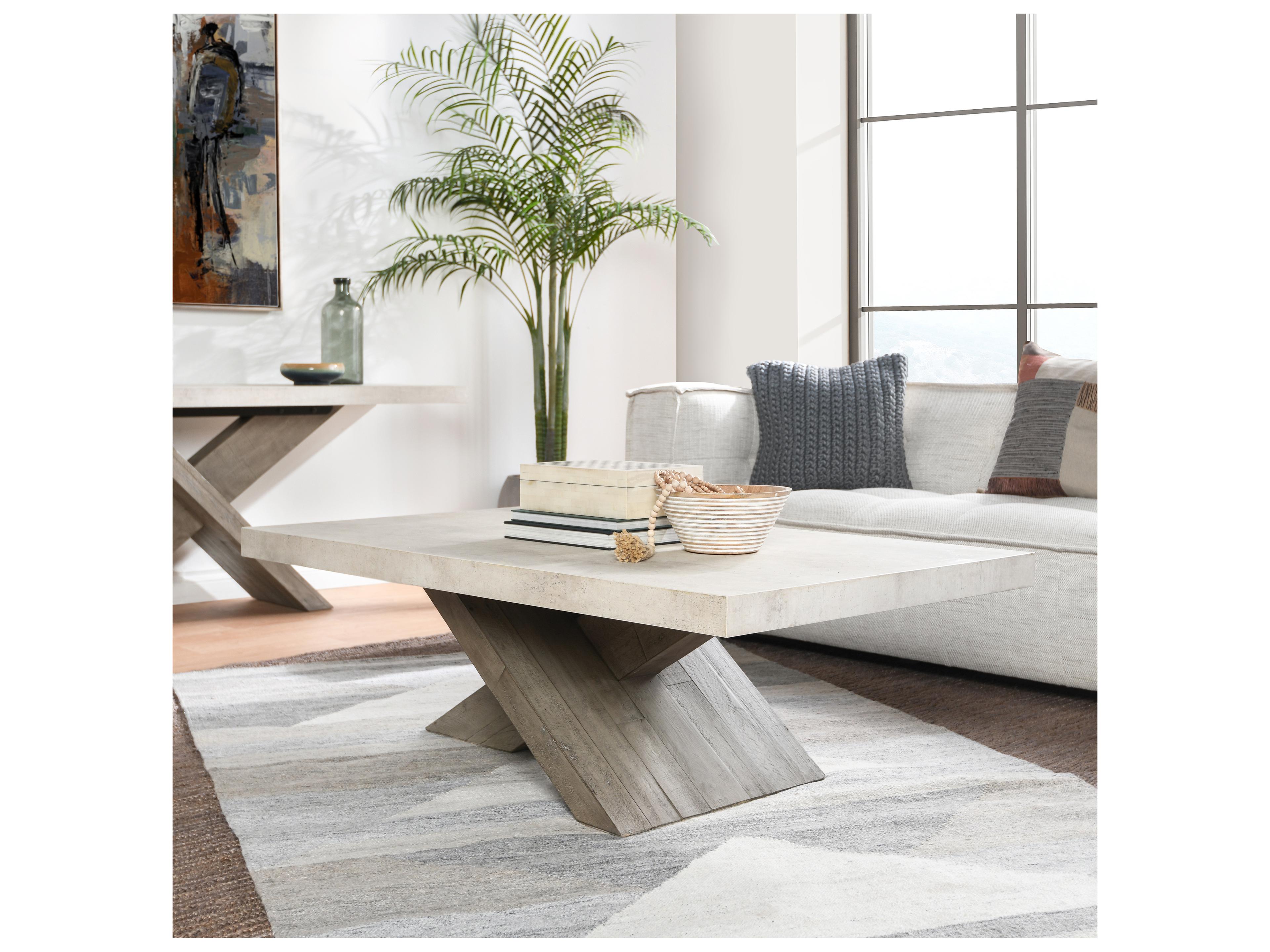 Classic Home Durant Rectangular Concrete Antique White Coffee Table