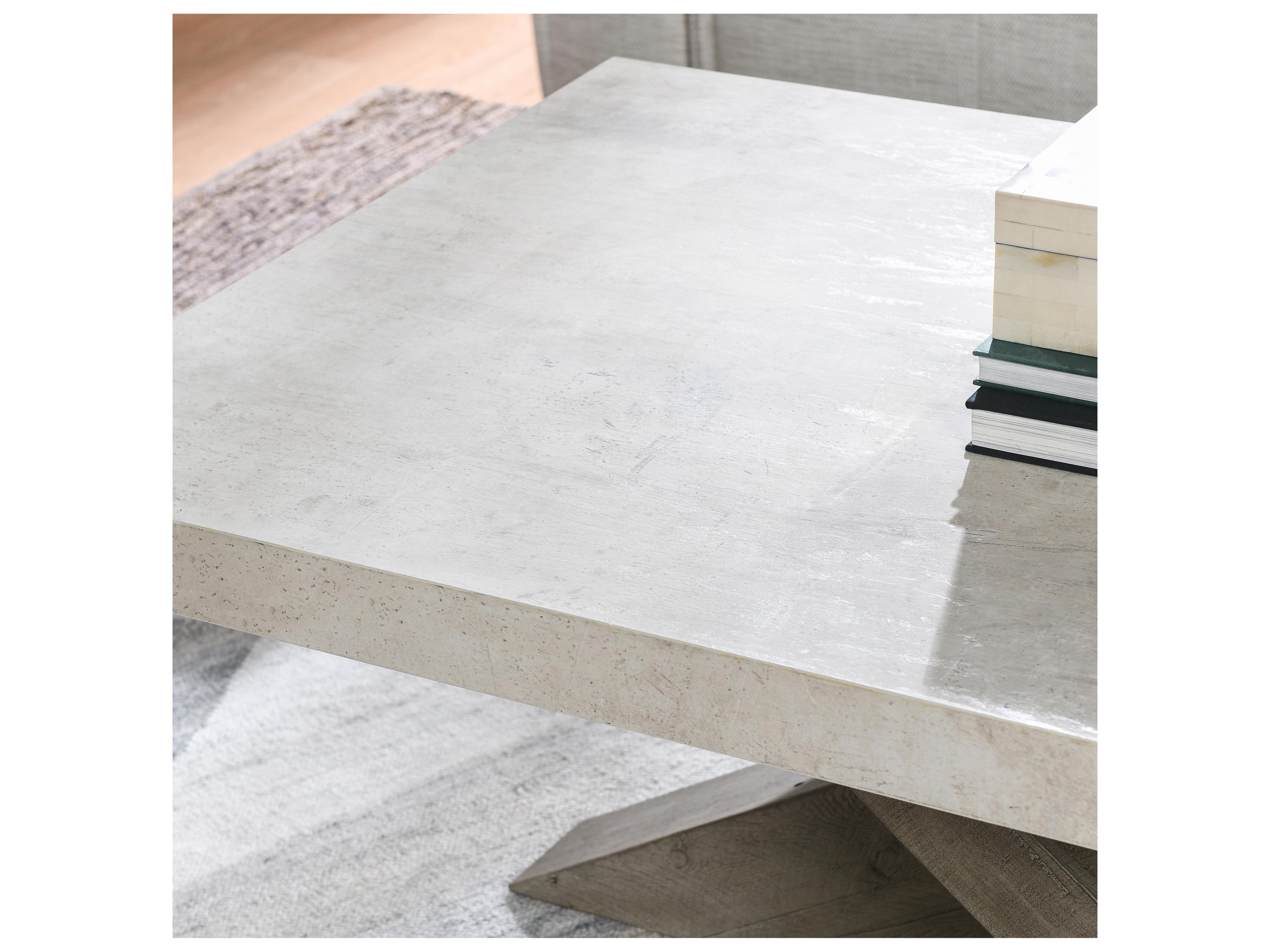 Classic Home Durant Rectangular Concrete Antique White Coffee Table