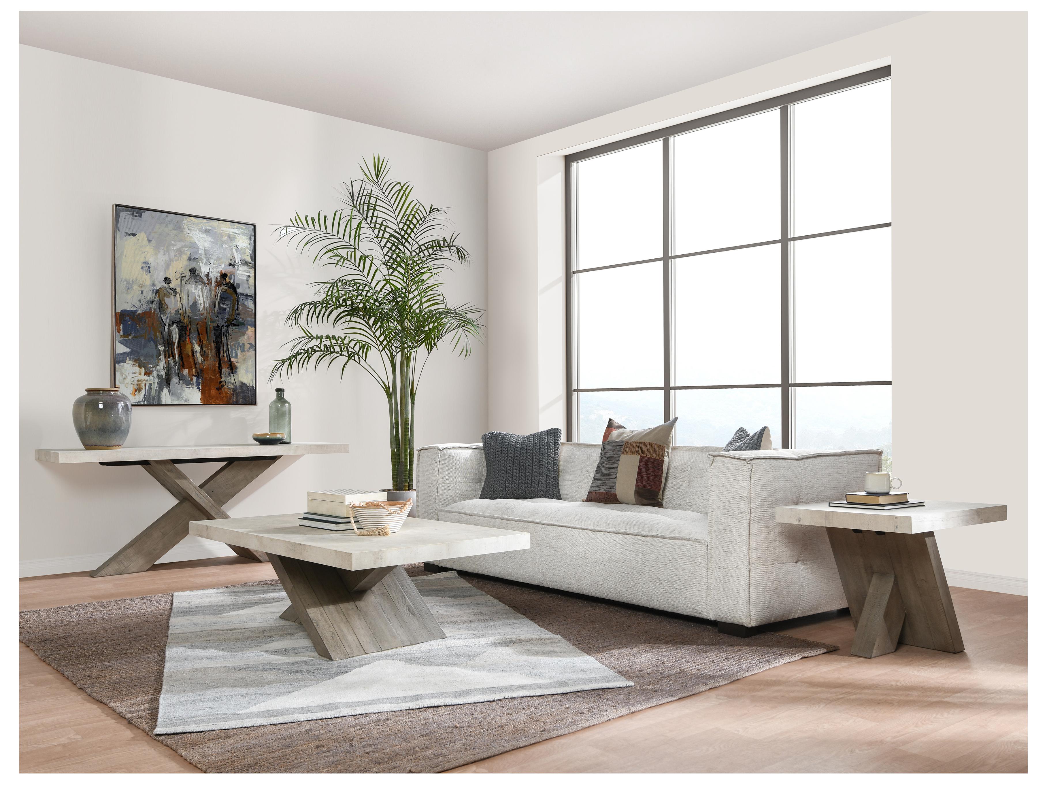 Classic Home Durant Rectangular Concrete Antique White End Table