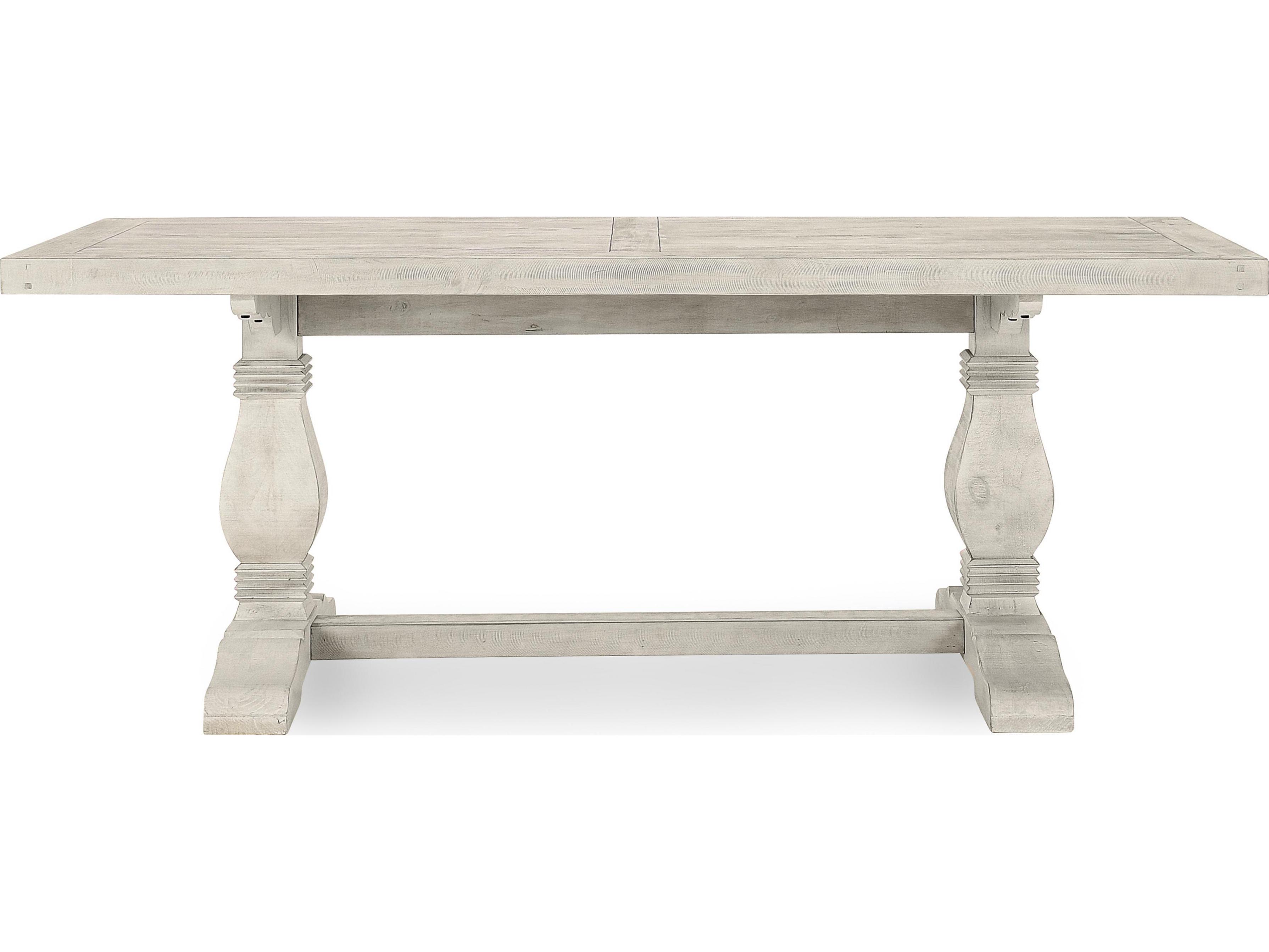 Classic Home Caleb Rectangular Wood Distressed Ivory Dining Table