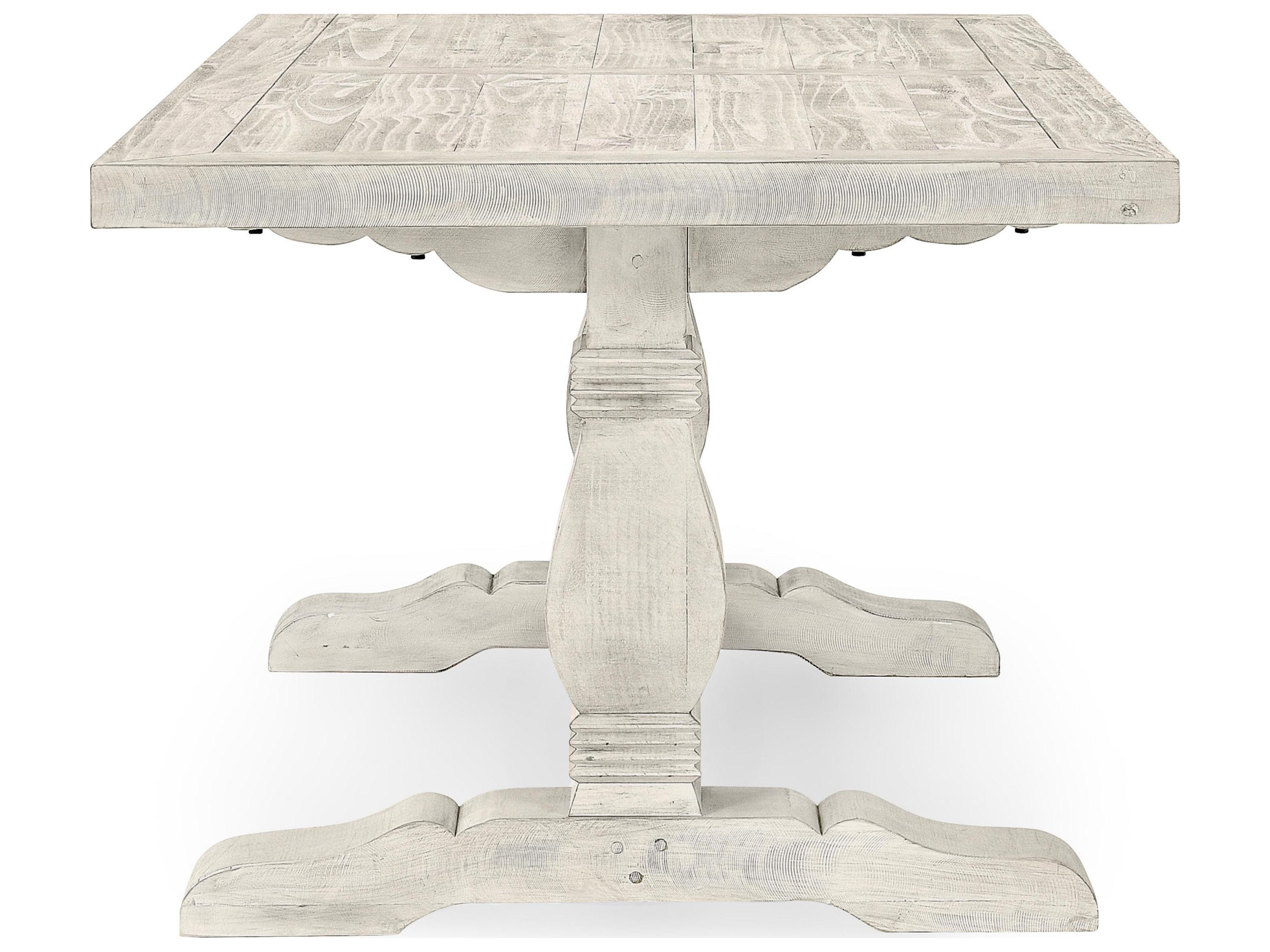 Classic Home Caleb Rectangular Wood Distressed Ivory Dining Table