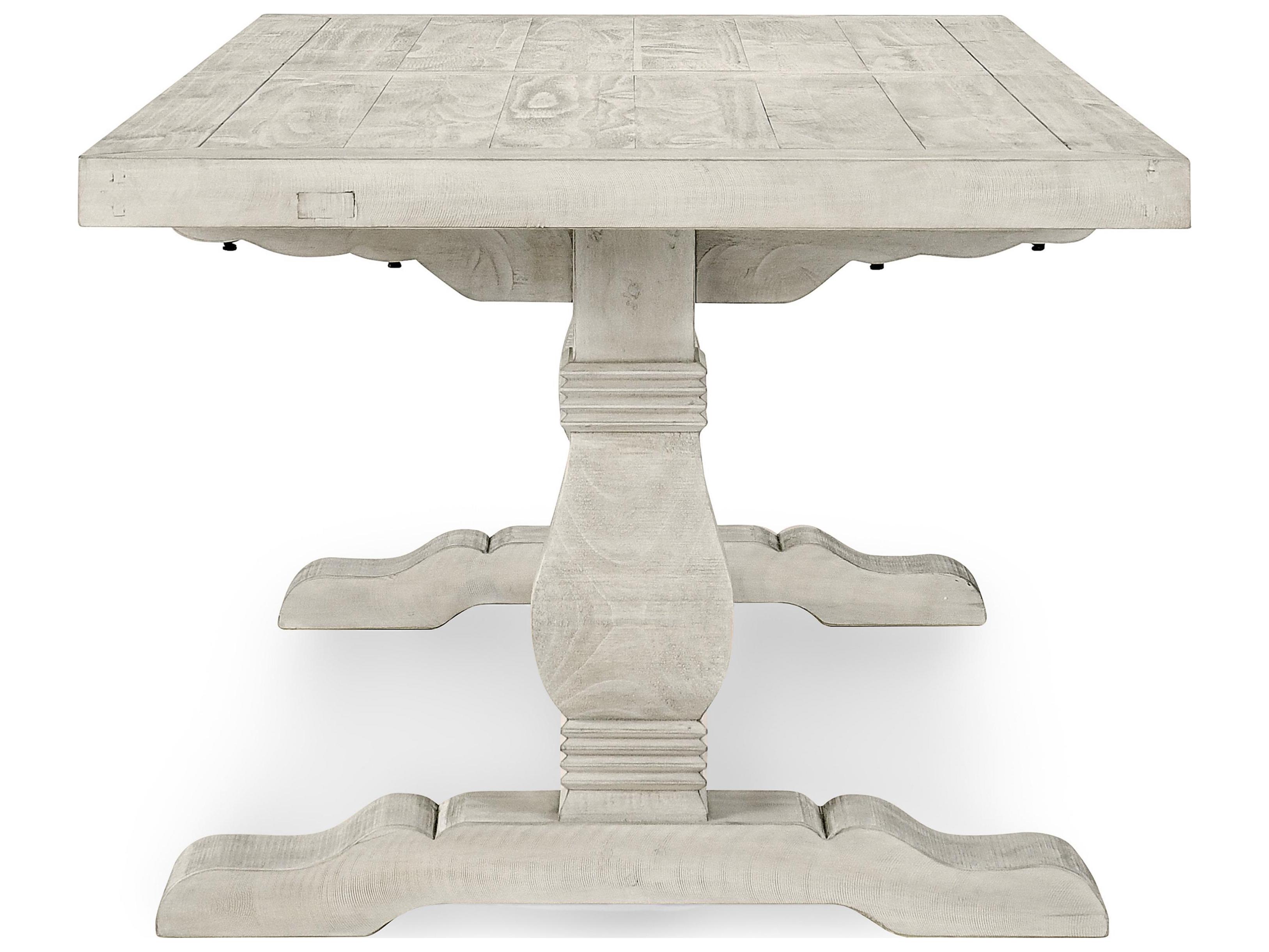 Classic Home Caleb Rectangular Wood Distressed Ivory Dining Table