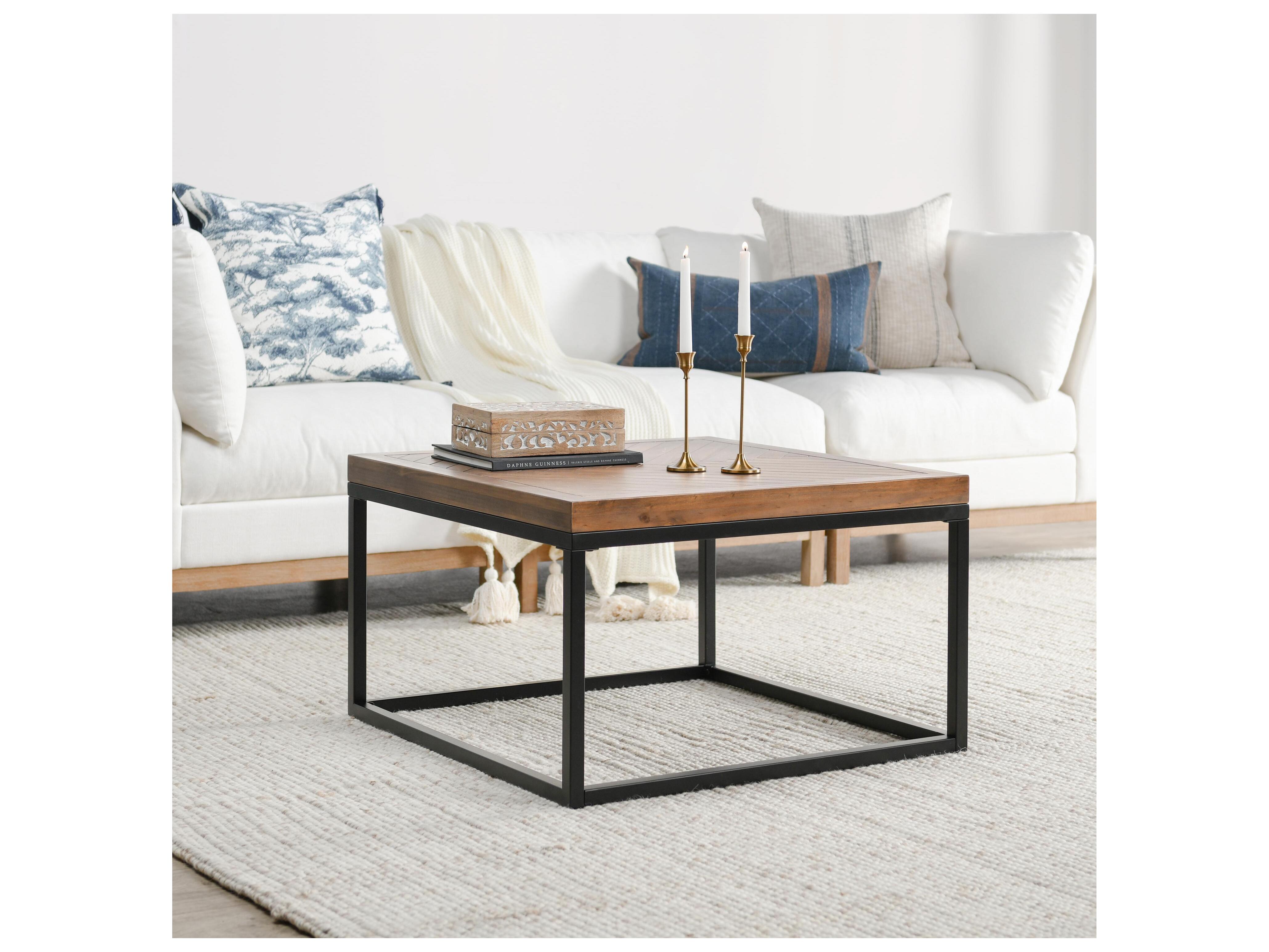 Classic Home Chantel Square Wood Brown Top Coffee Table