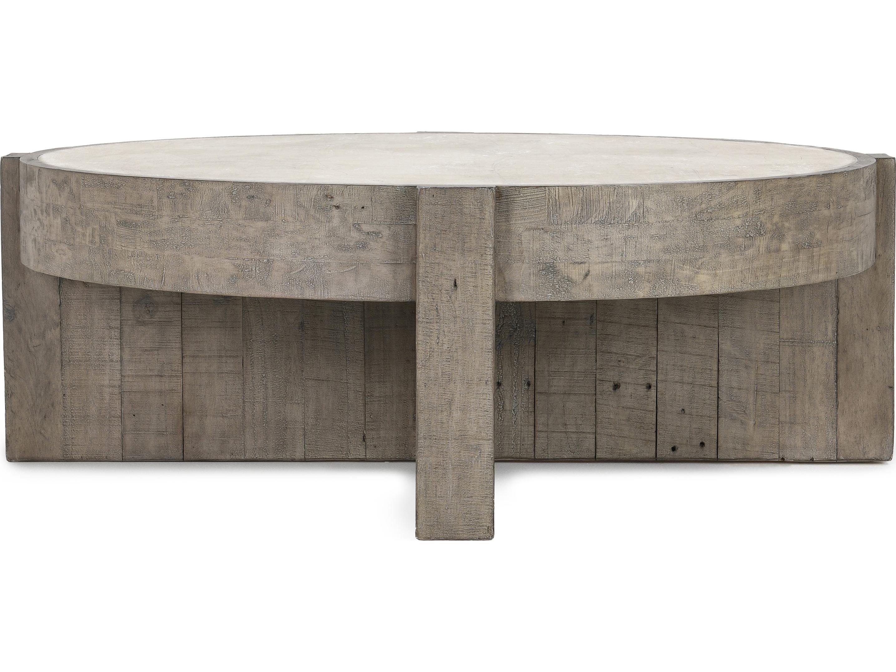 Classic Home Sonoma Round Concrete Corsican Grey & Antique White Top Coffee Table