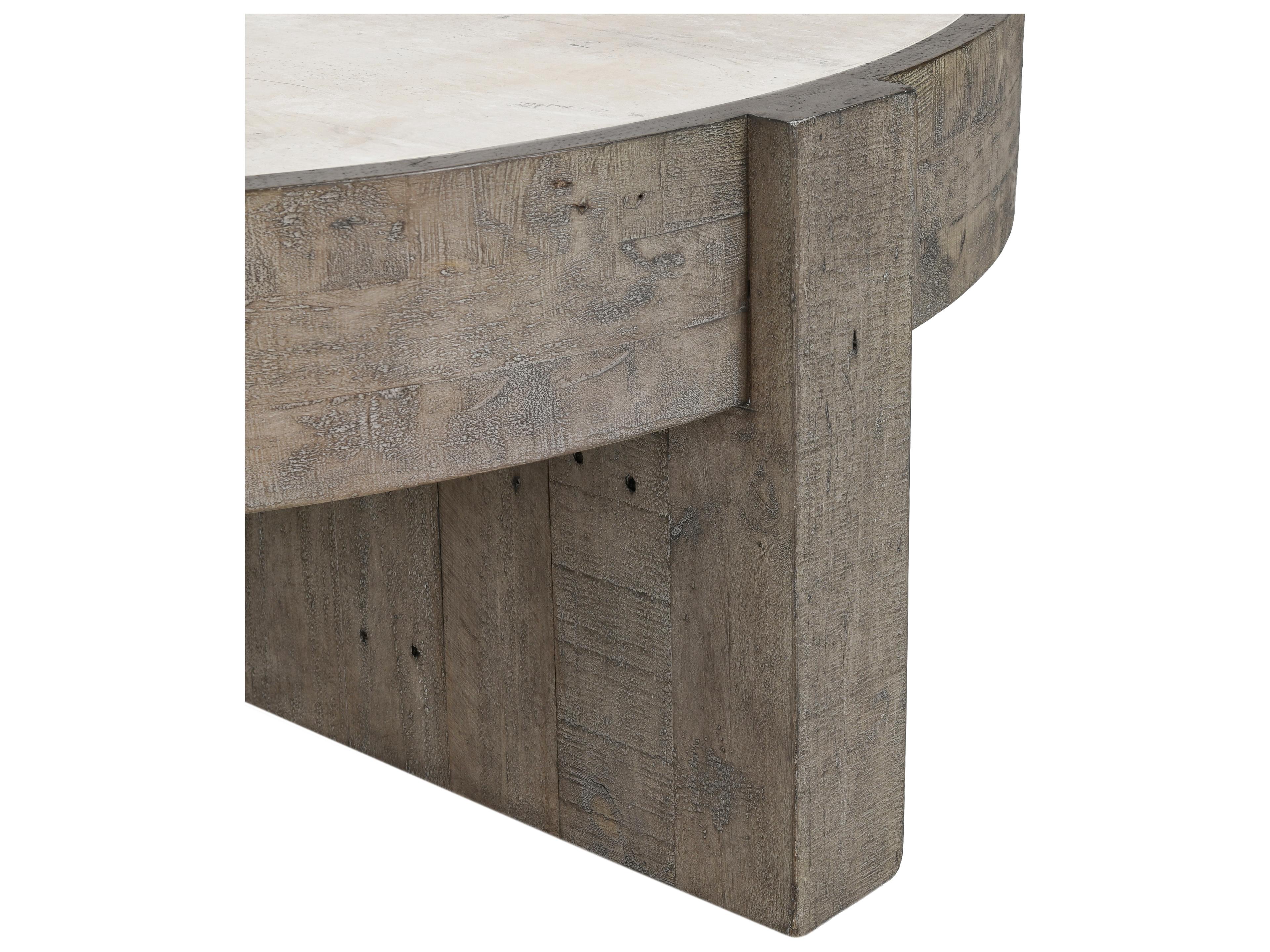 Classic Home Sonoma Round Concrete Corsican Grey & Antique White Top Coffee Table