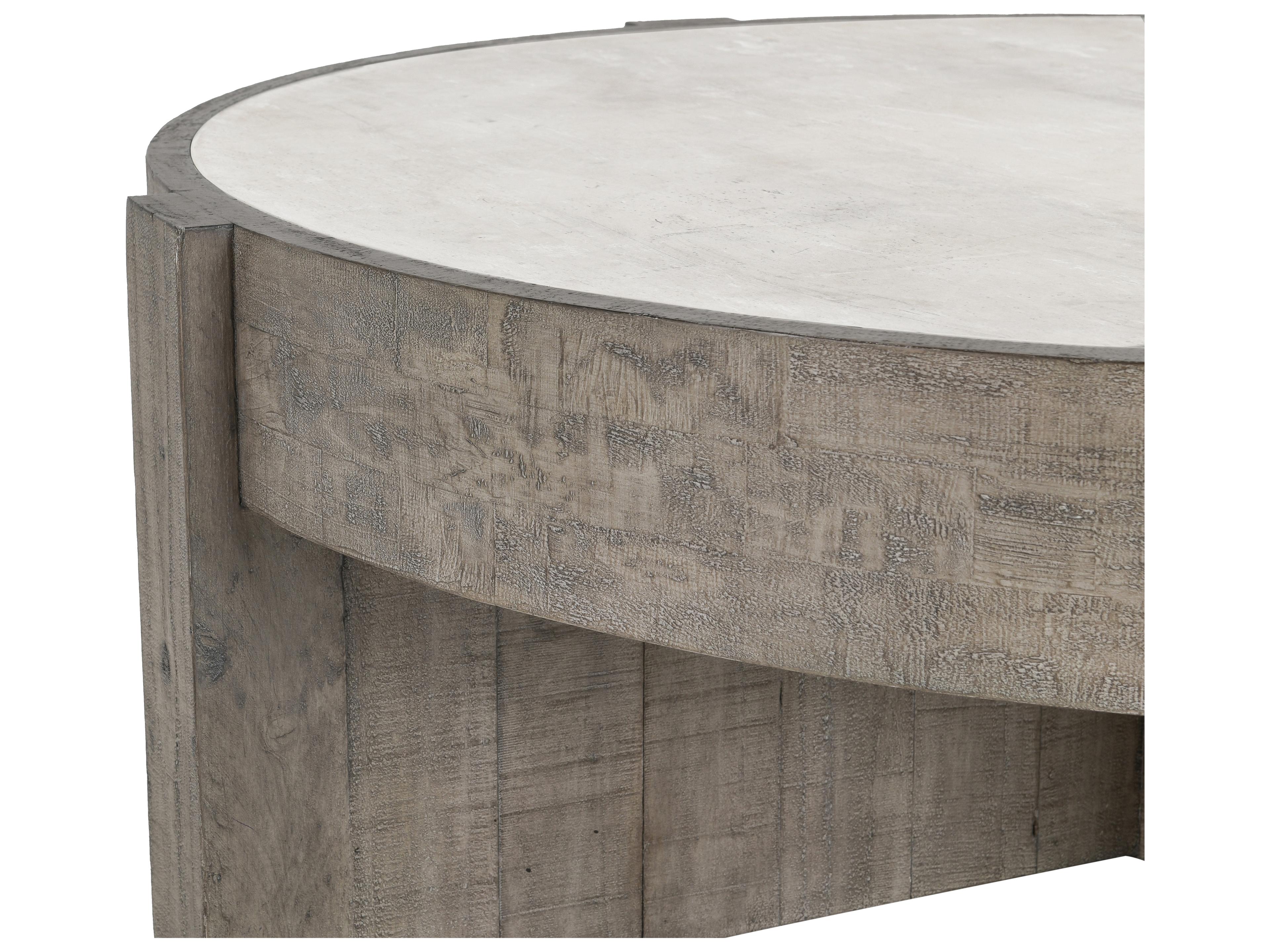 Classic Home Sonoma Round Concrete Corsican Grey & Antique White Top Coffee Table