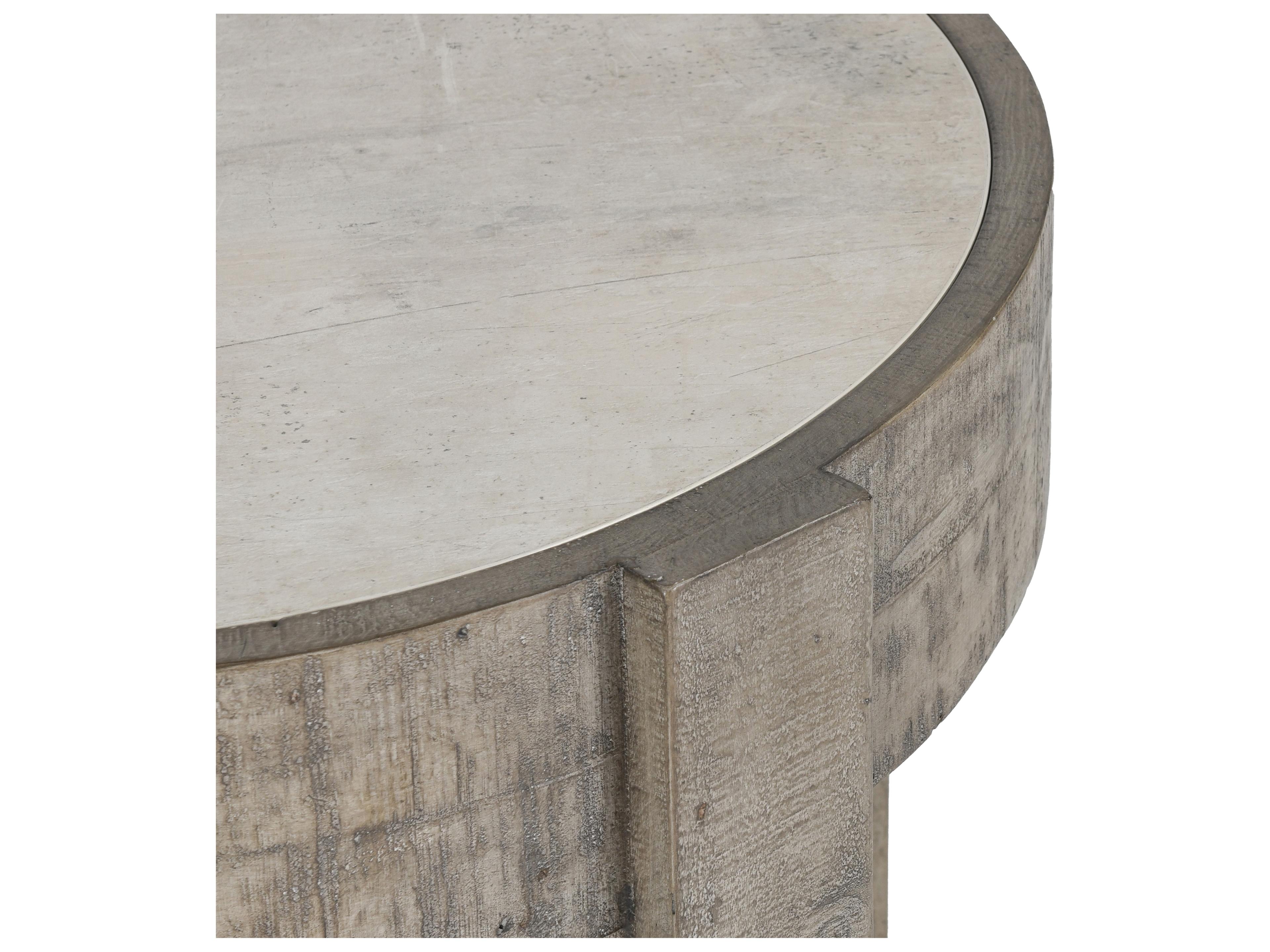 Classic Home Sonoma Round Concrete Corsican Grey & Antique White Top End Table