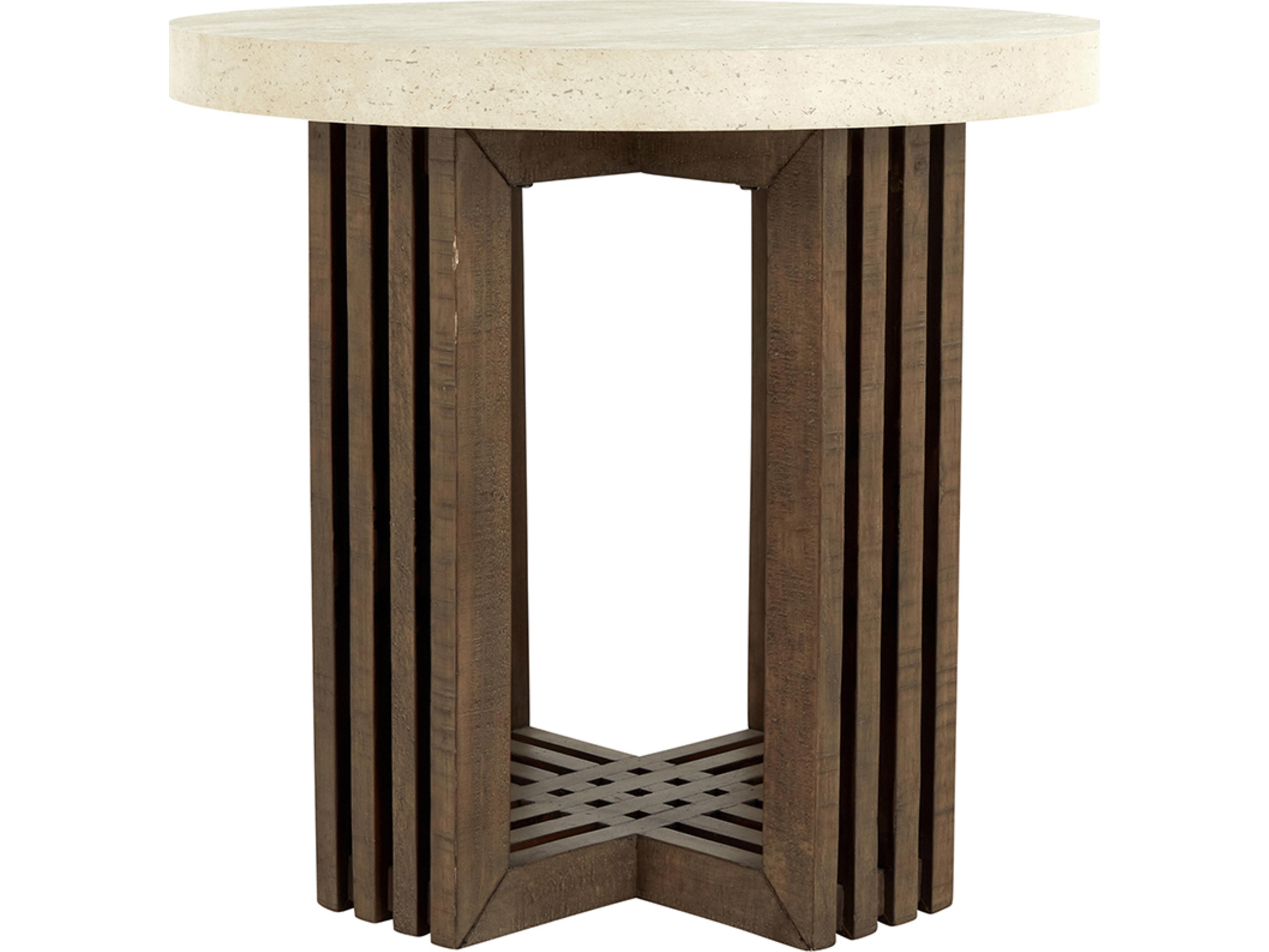 Classic Home Aspen Round Concrete Beige End Table