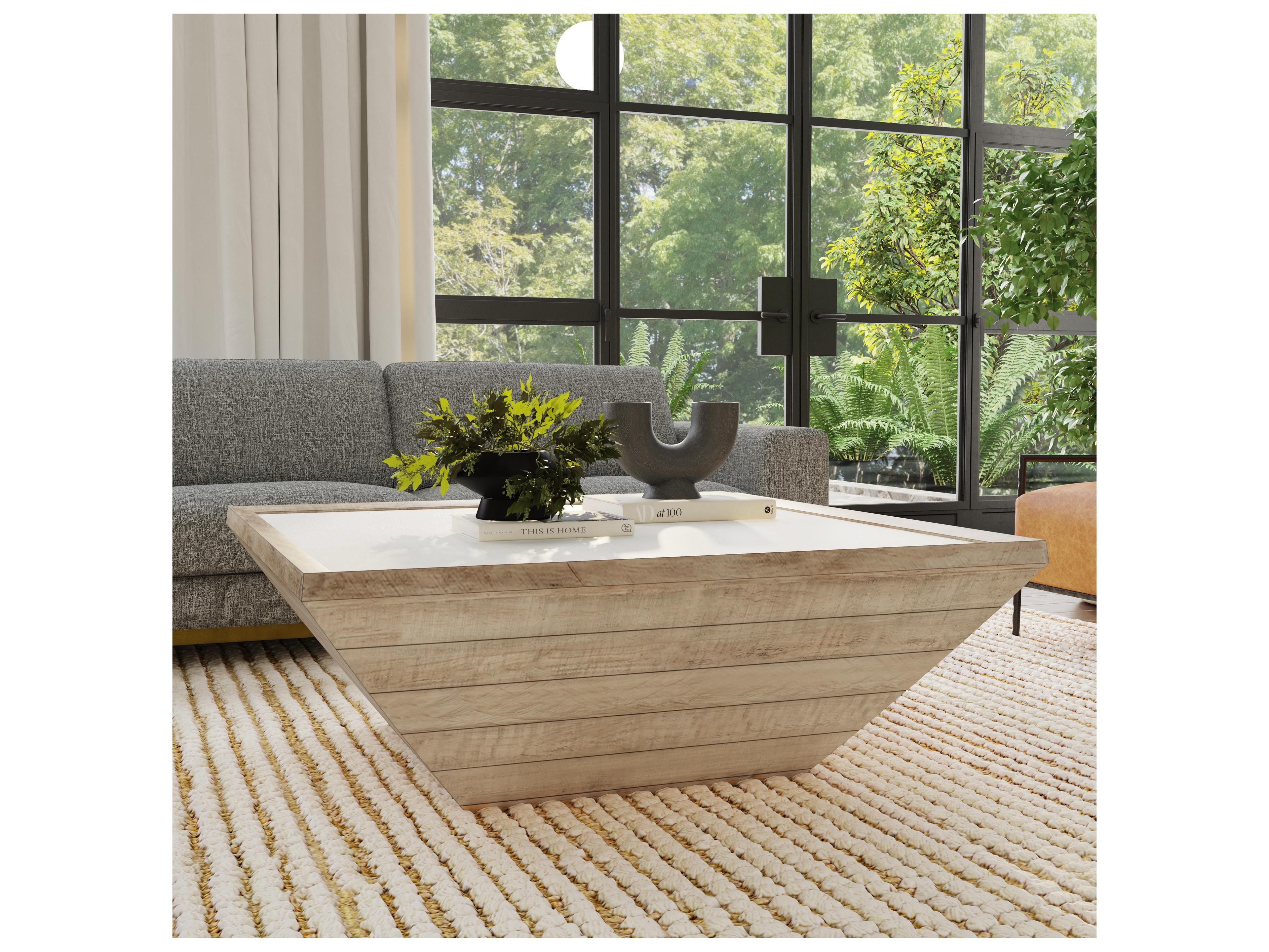 Classic Home Dalton Rectangular Wood Natural antique White Coffee Table