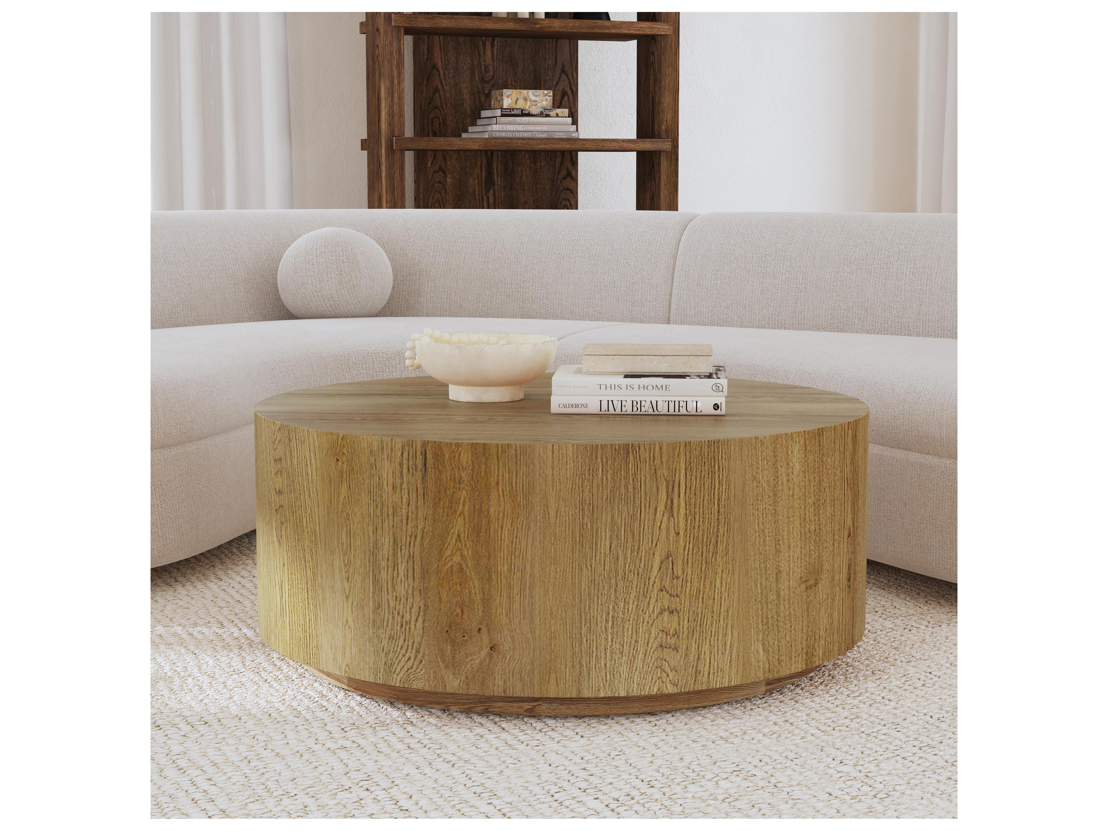 Classic Home Layne Oval Wood Light Brown Coffee Table