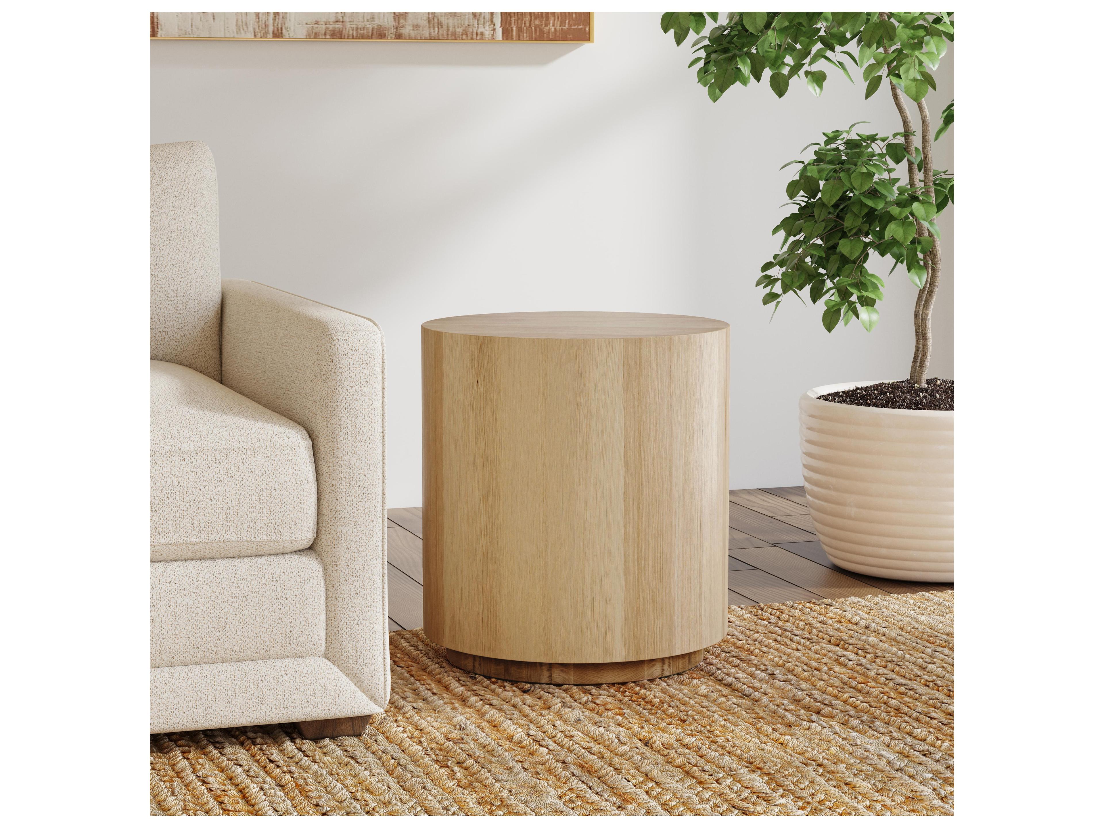 Classic Home Layne Round Wood Natural End Table