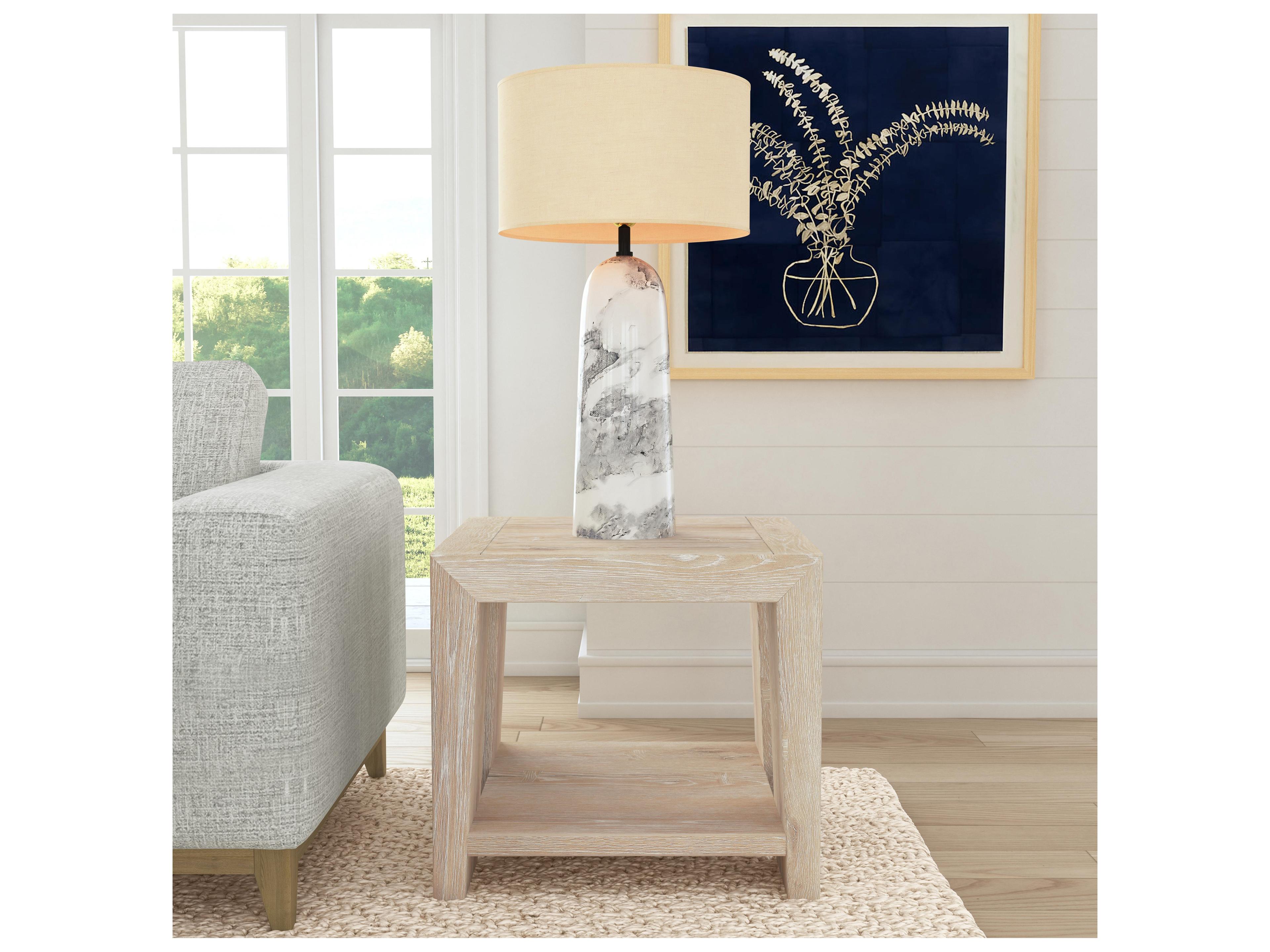 Classic Home Troy Square Wood White End Table