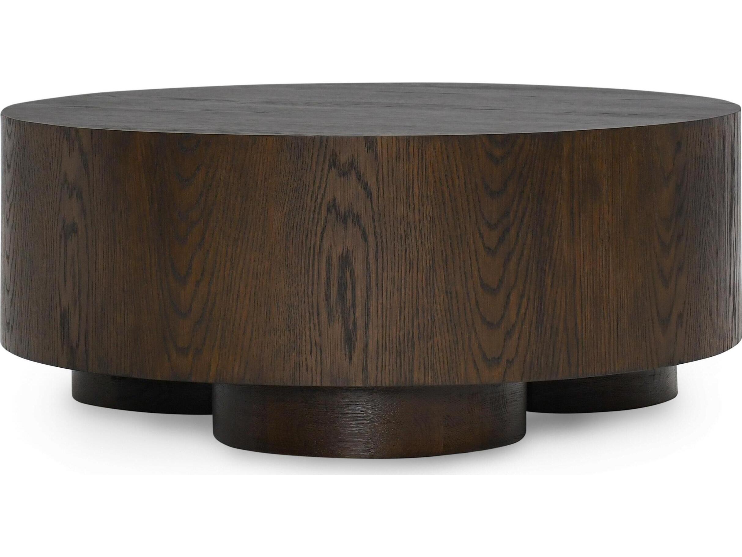 Classic Home Runa Round Wood Brown Coffee Table