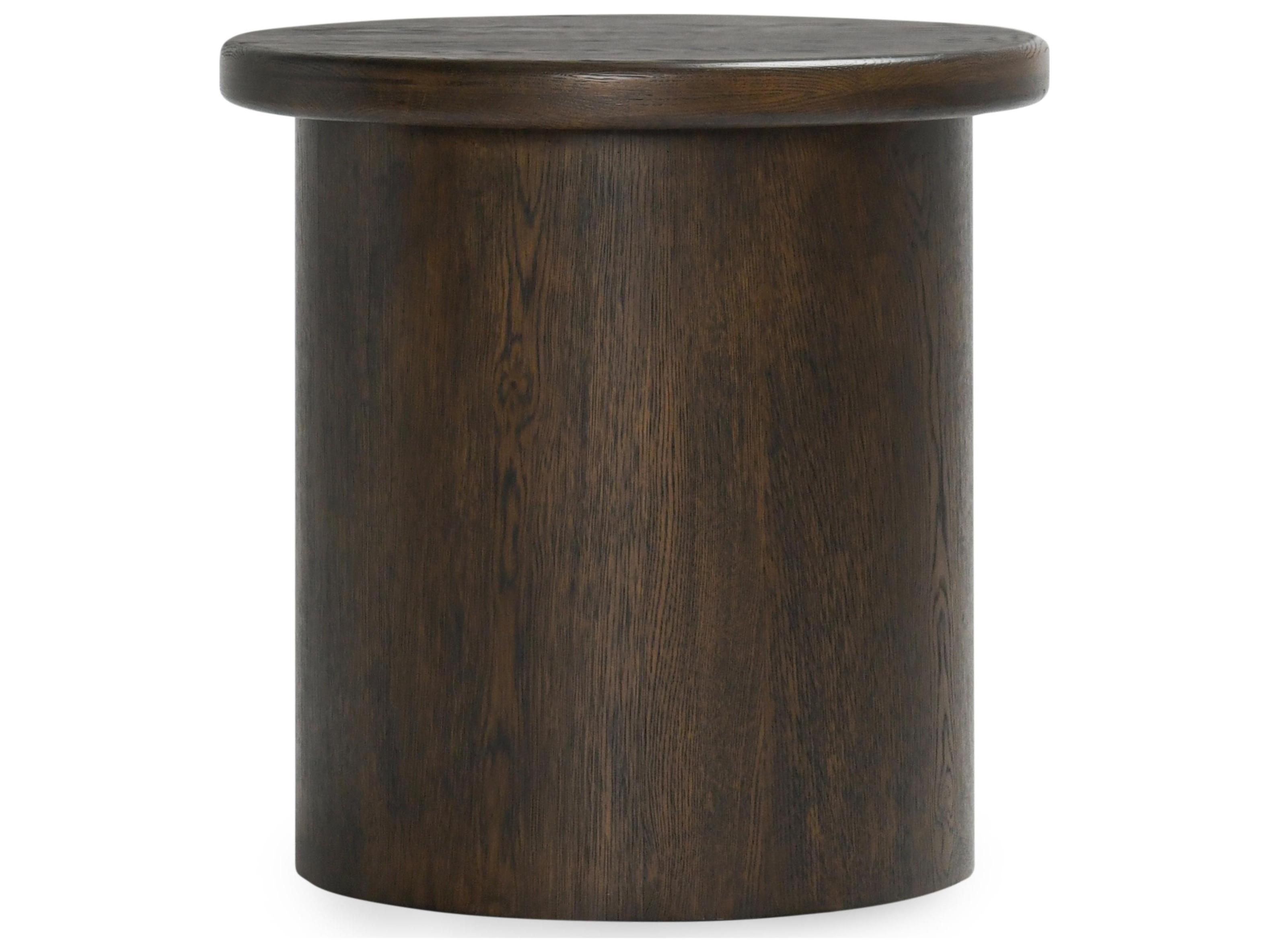 Classic Home Runa Round Wood Brown End Table