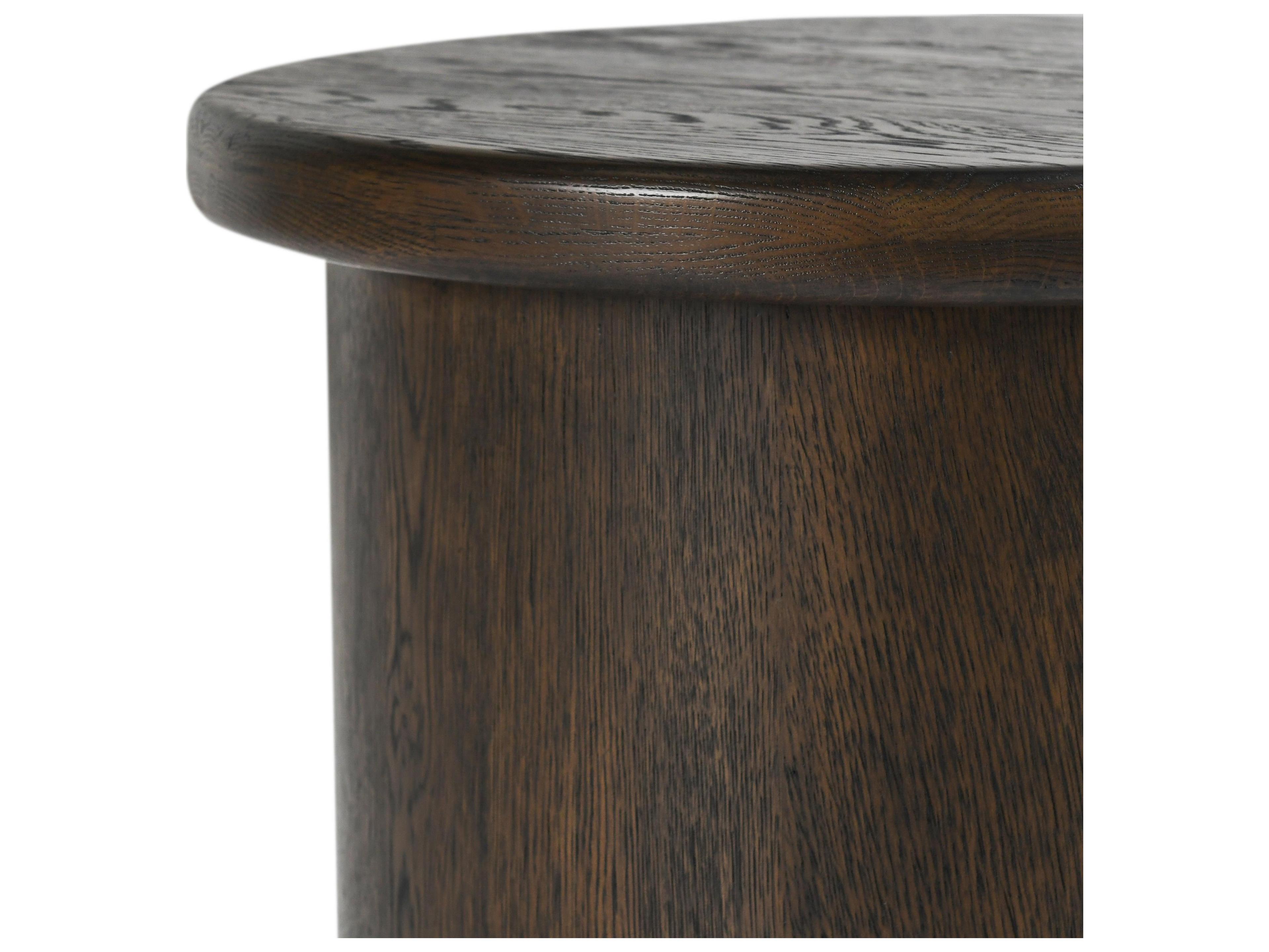 Classic Home Runa Round Wood Brown End Table