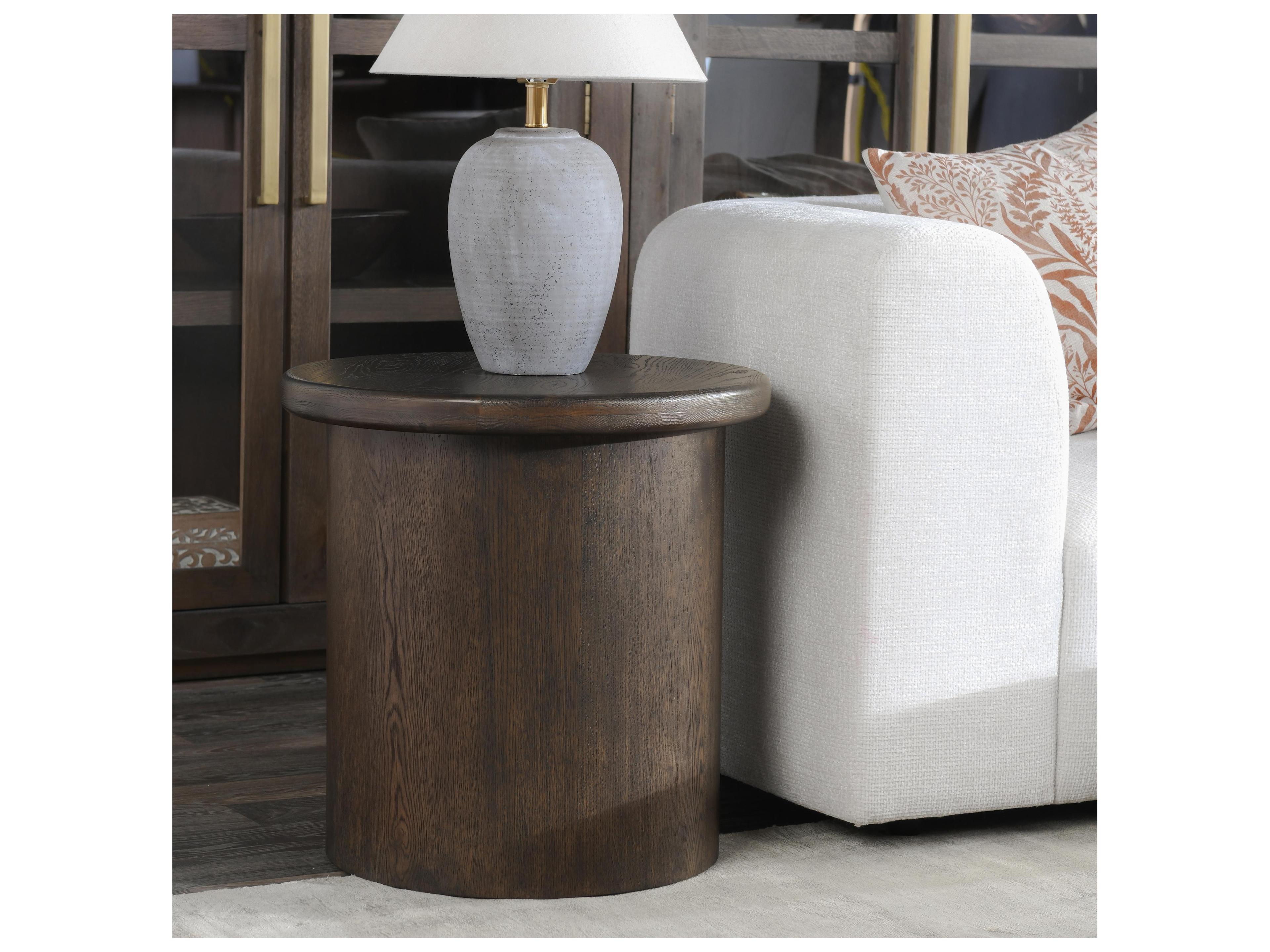 Classic Home Runa Round Wood Brown End Table