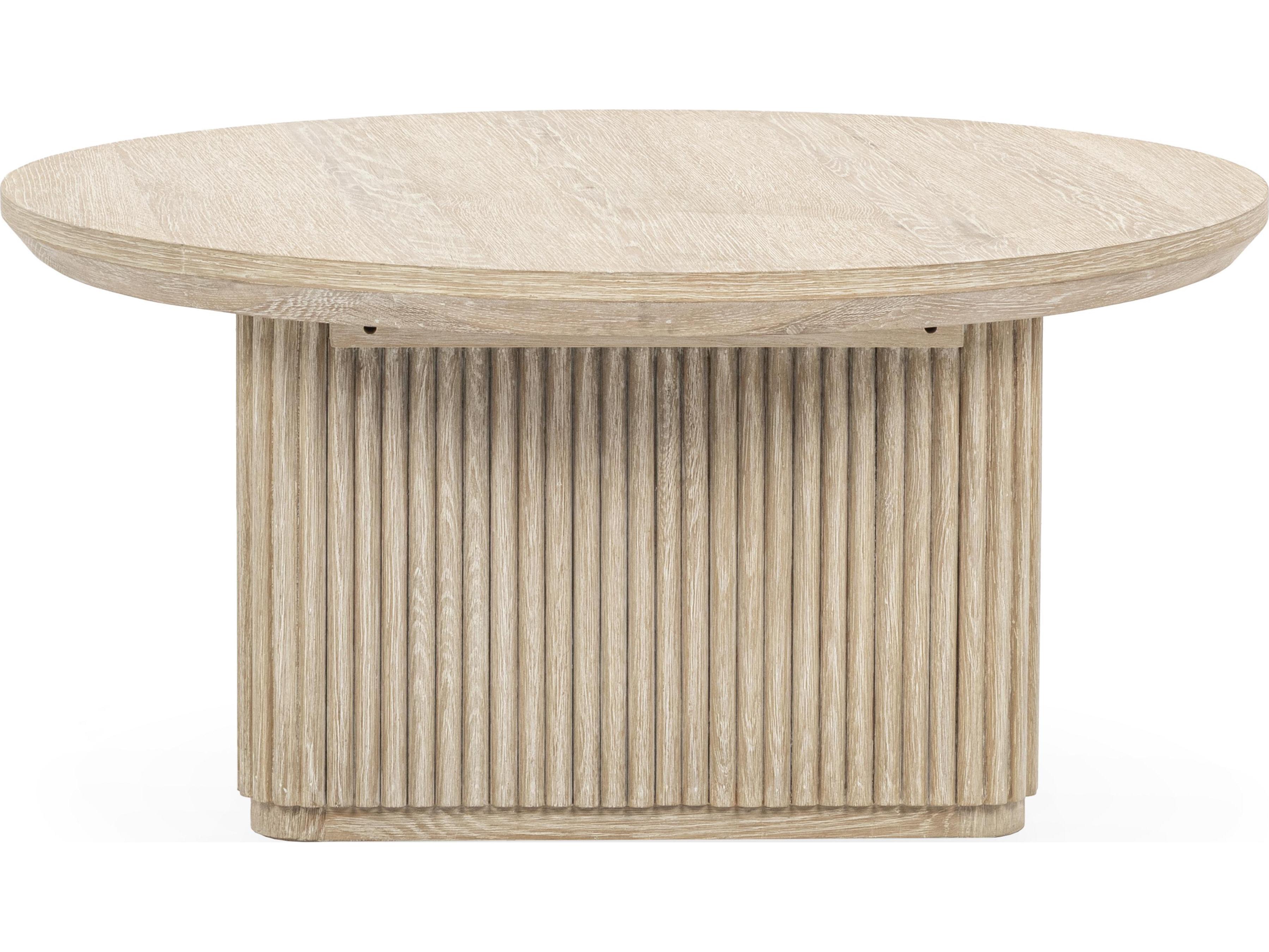 Classic Home Vander Round Wood Cream Washed Coffee Table