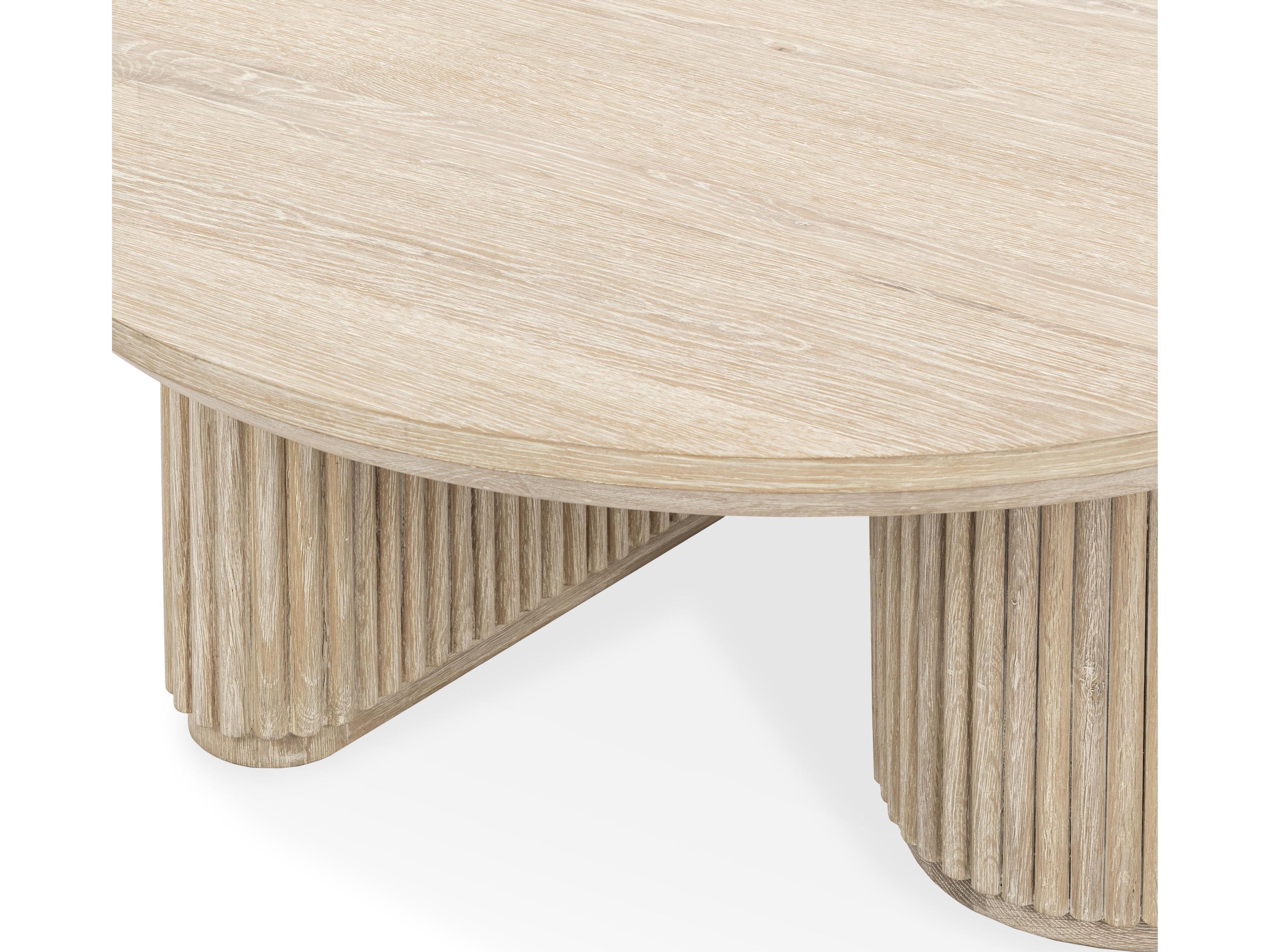 Classic Home Vander Round Wood Cream Washed Coffee Table